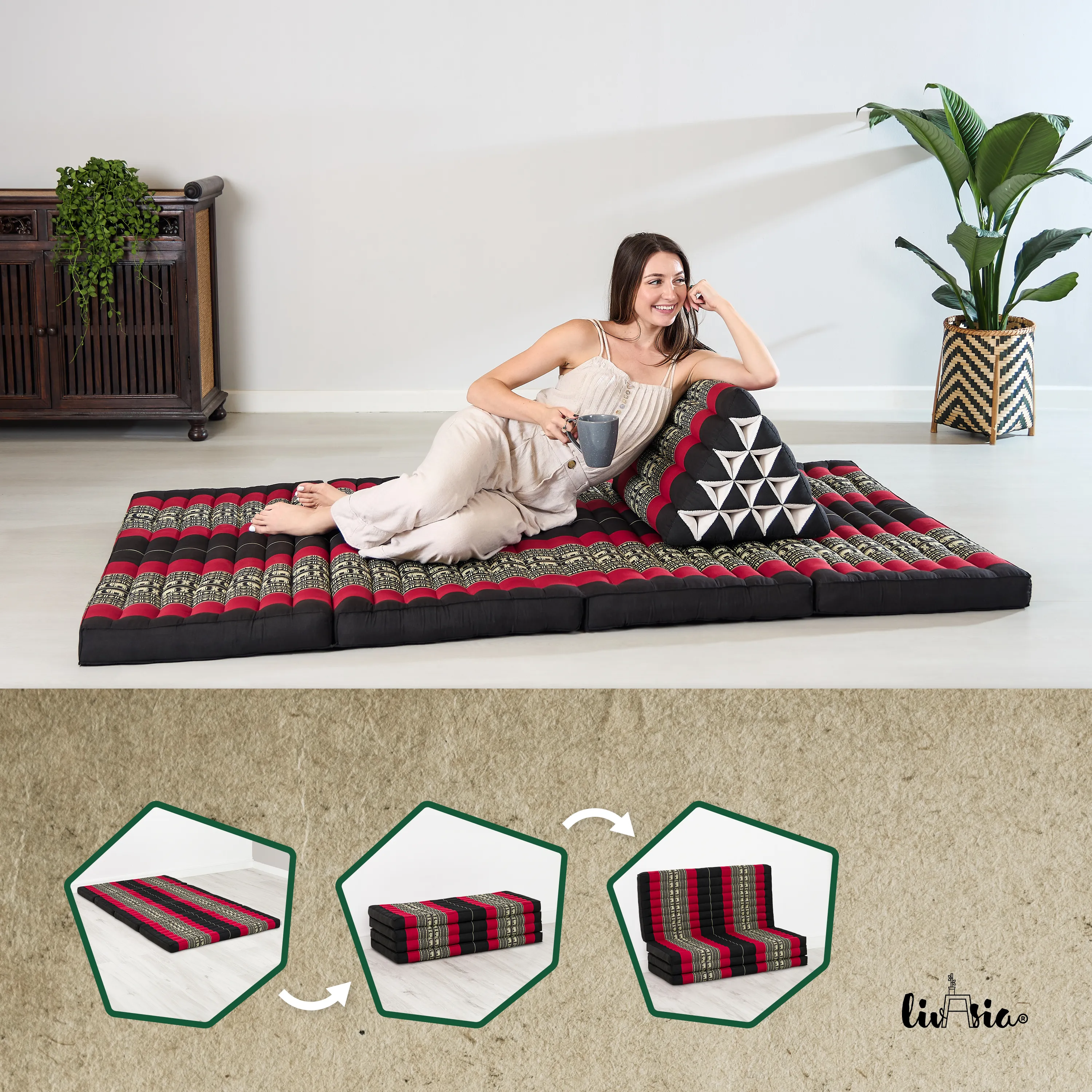 Colchoneta plegable de kapok, ancho 110 cm, Classic