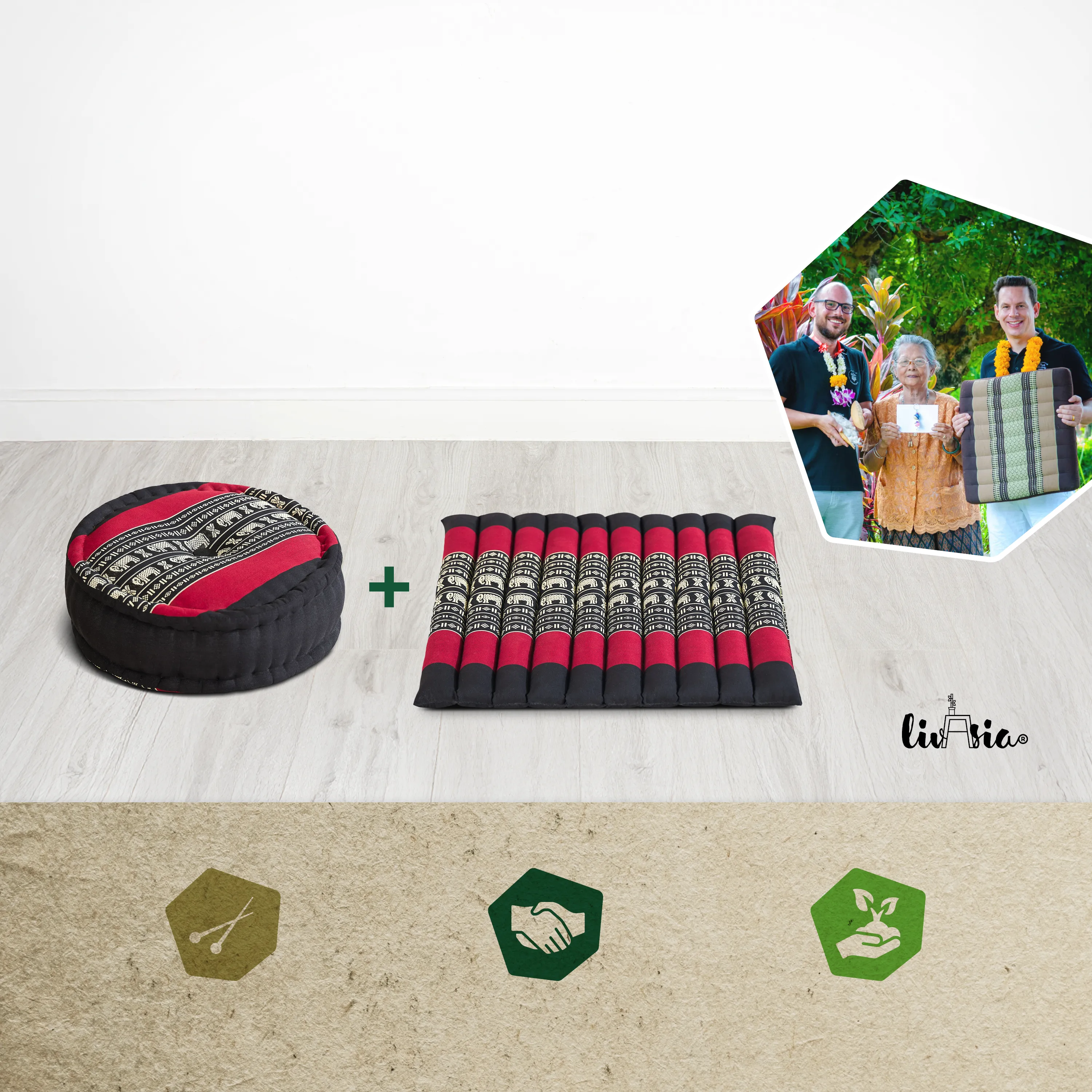 Juego de cojines de kapok para meditación L