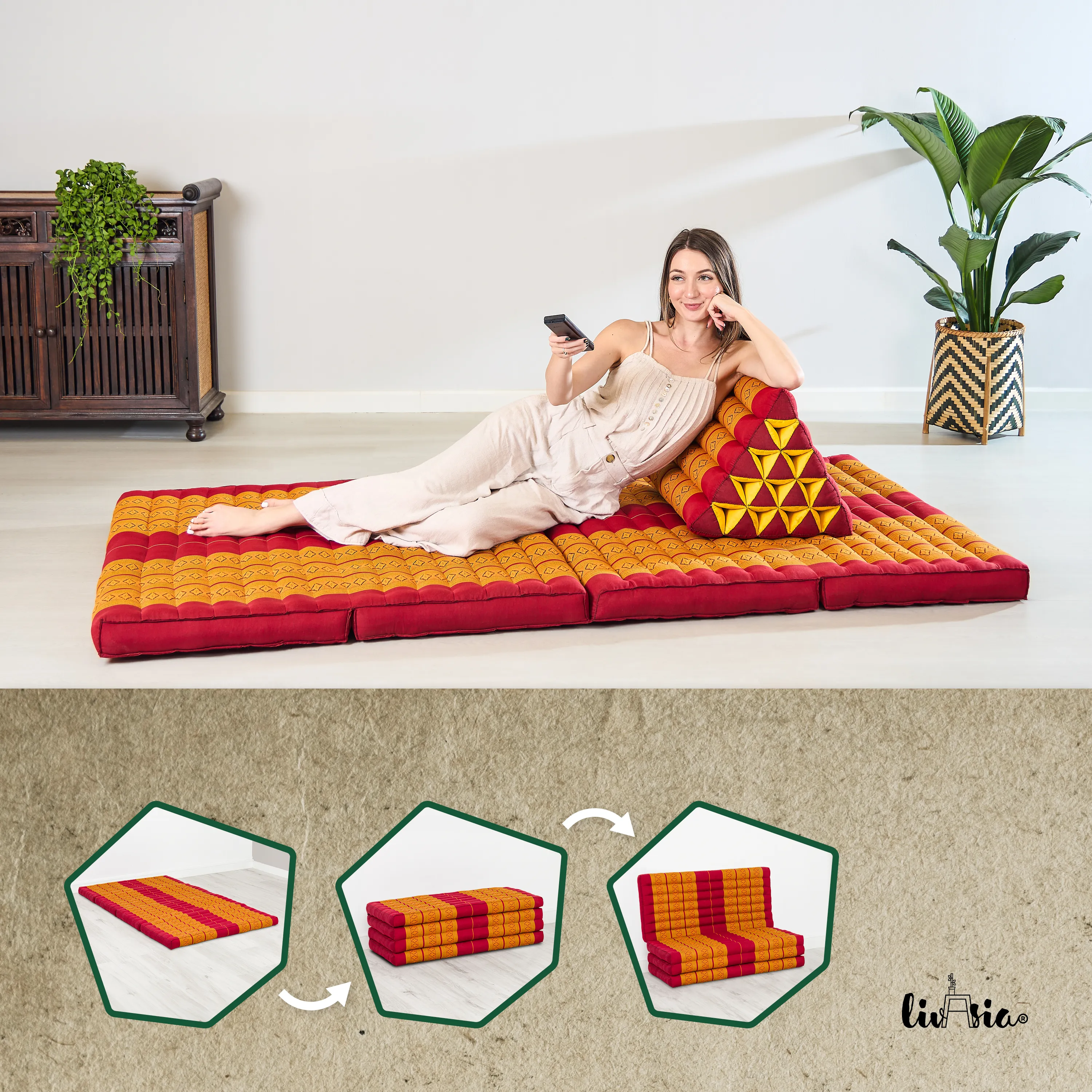 Colchoneta plegable de kapok, ancho 110 cm, Classic