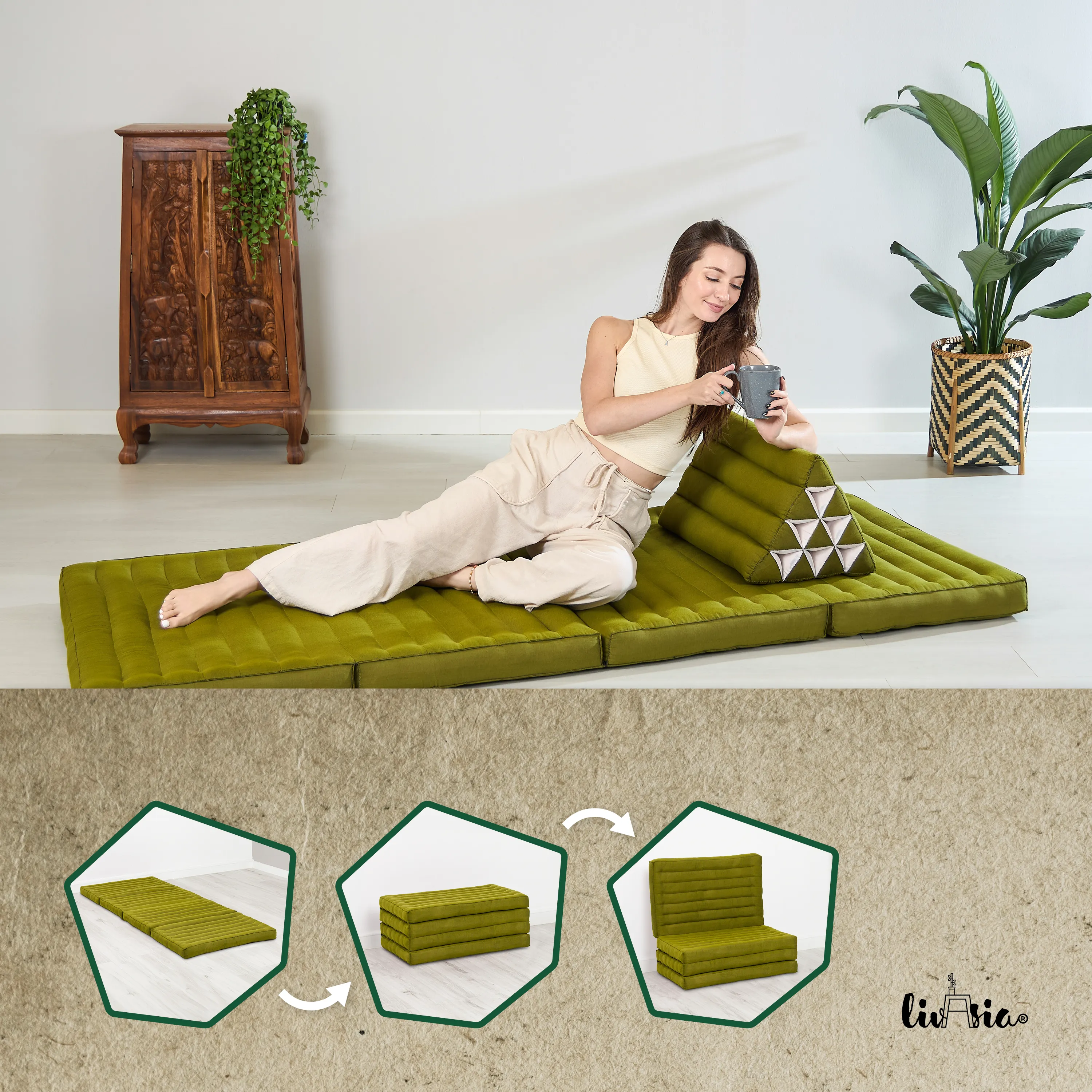 Colchoneta plegable de kapok, ancho 80 cm, Basic