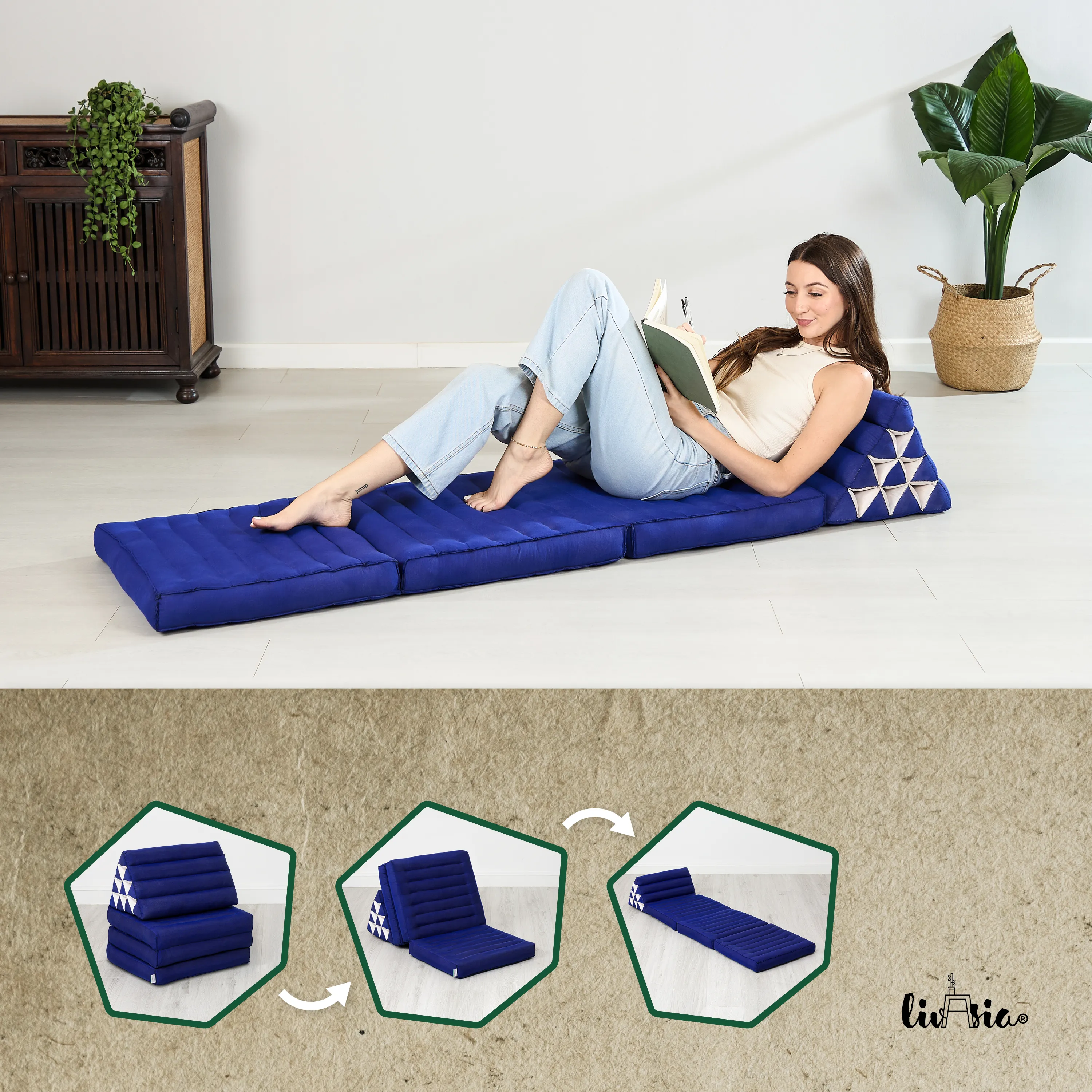 Cojín tailandés de kapok 3 cuerpos, Basic