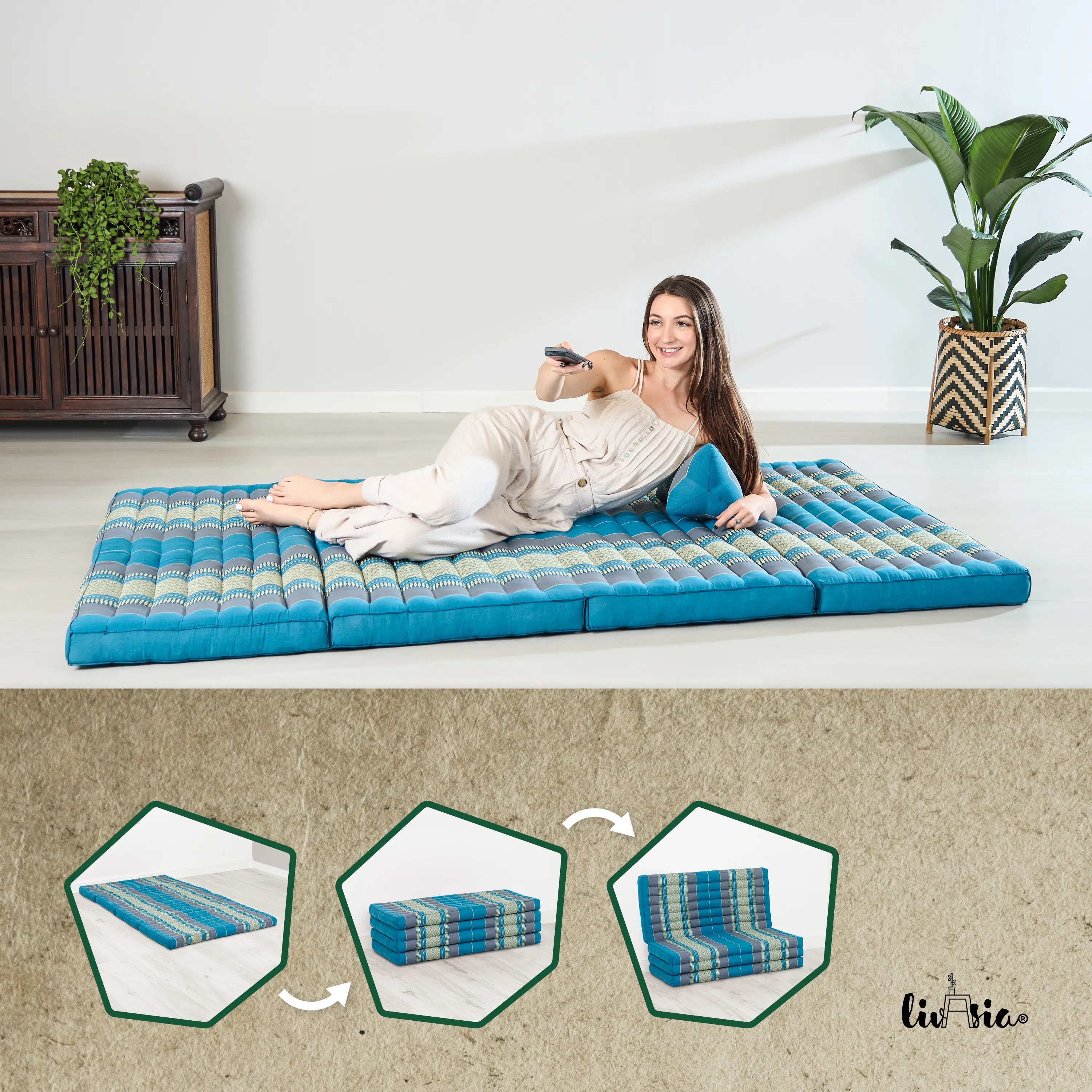 Colchoneta plegable de kapok, ancho 110 cm, Classic