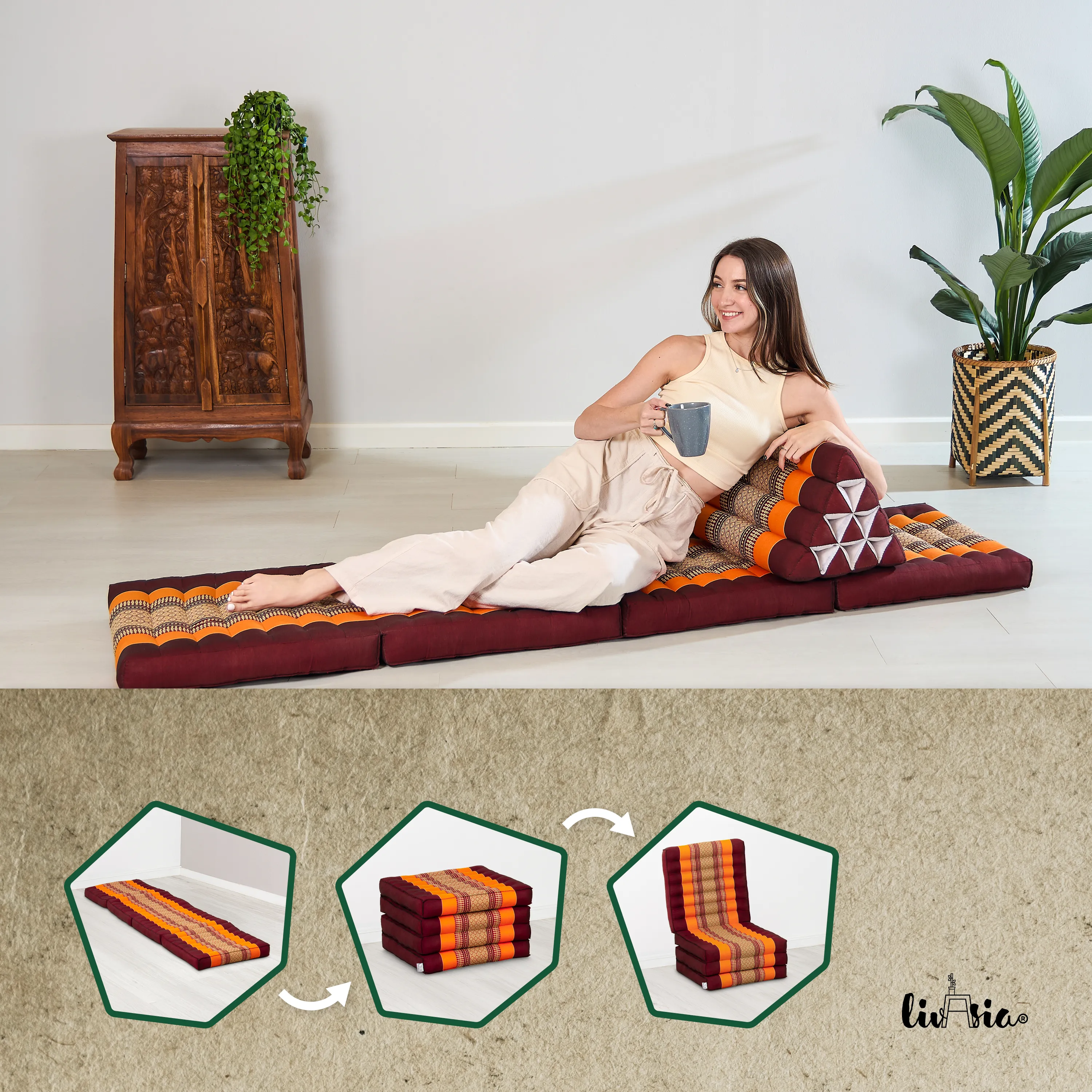 Colchoneta plegable de kapok, ancho 50 cm, Classic