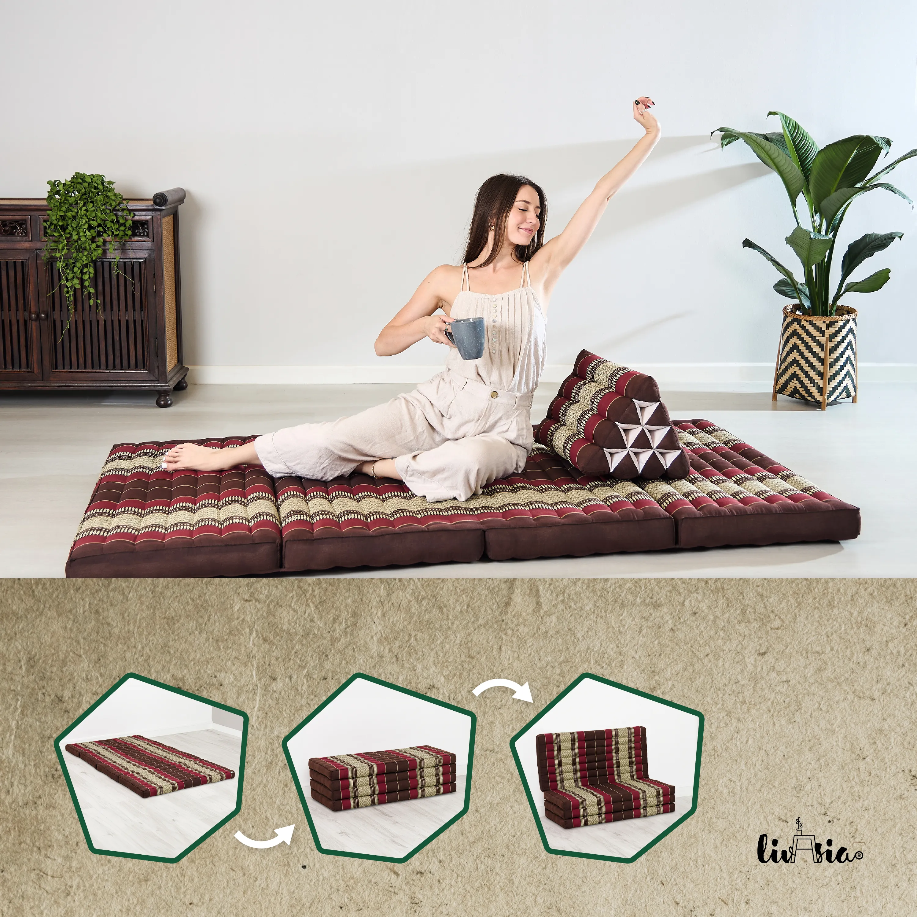 Colchoneta plegable de kapok, ancho 110 cm, Classic