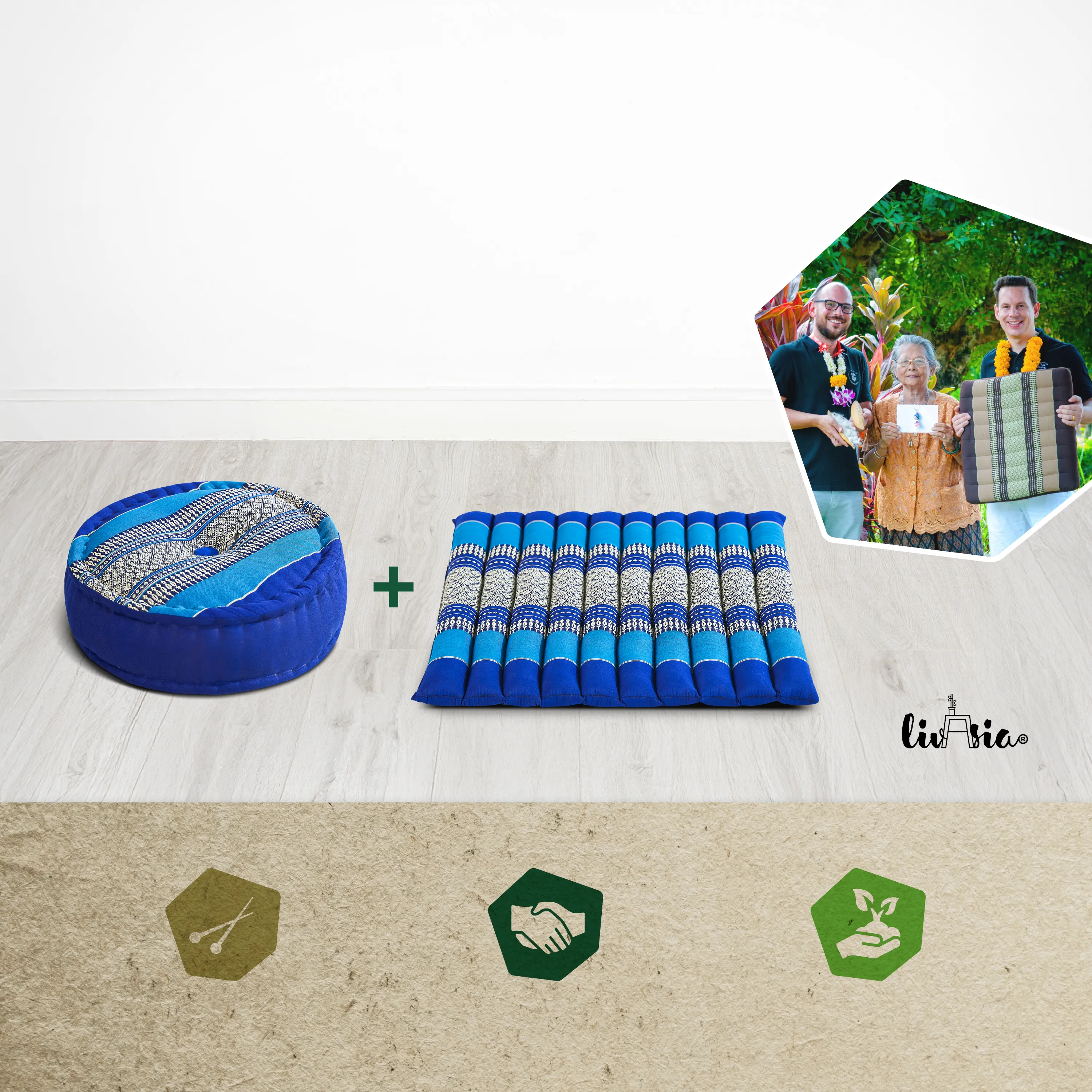 Juego de cojines de kapok para meditación L