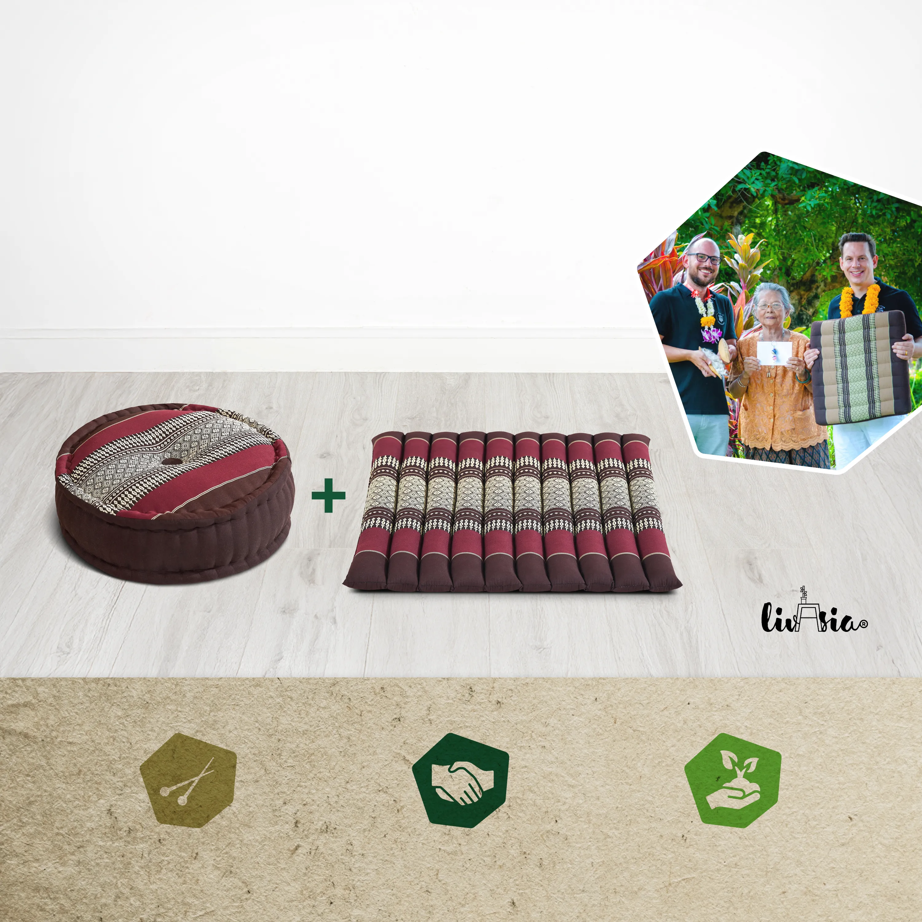 Juego de cojines de kapok para meditación L