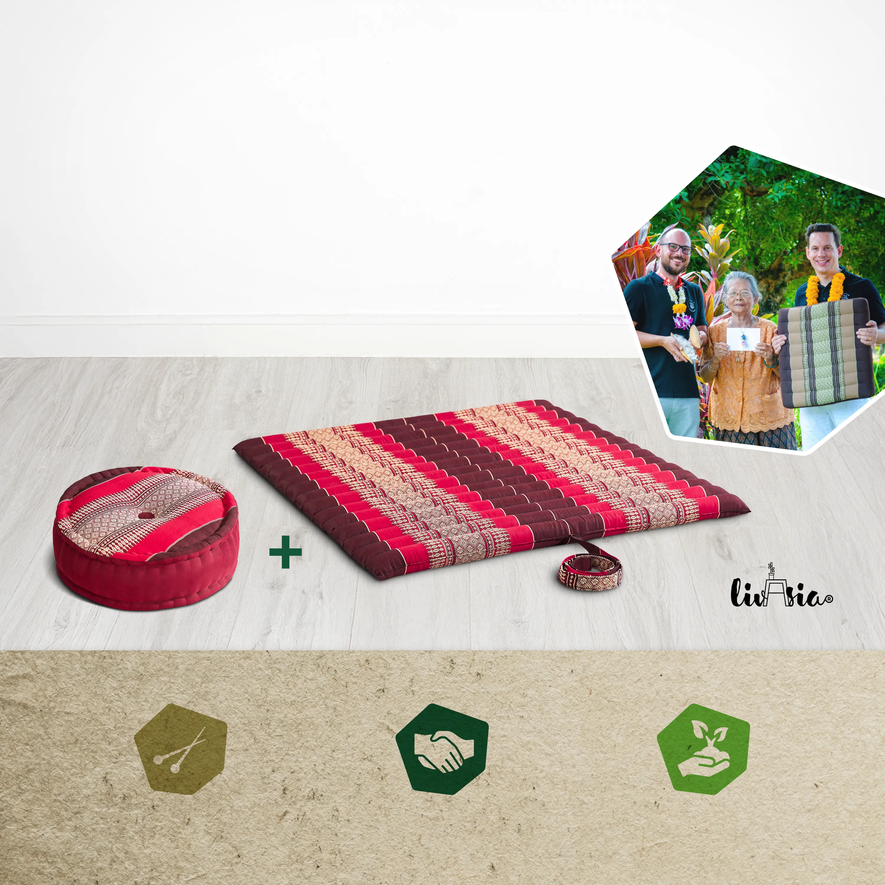 Juego de cojines de kapok para meditación XL