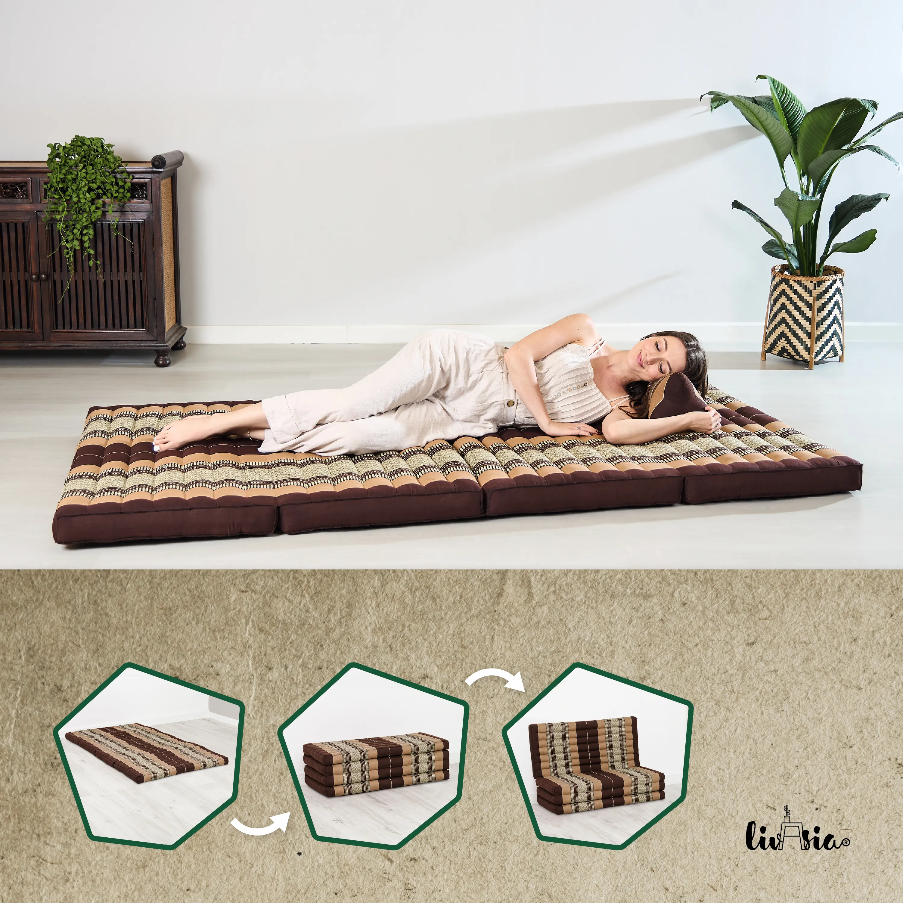 Colchoneta plegable de kapok, ancho 110 cm, Classic