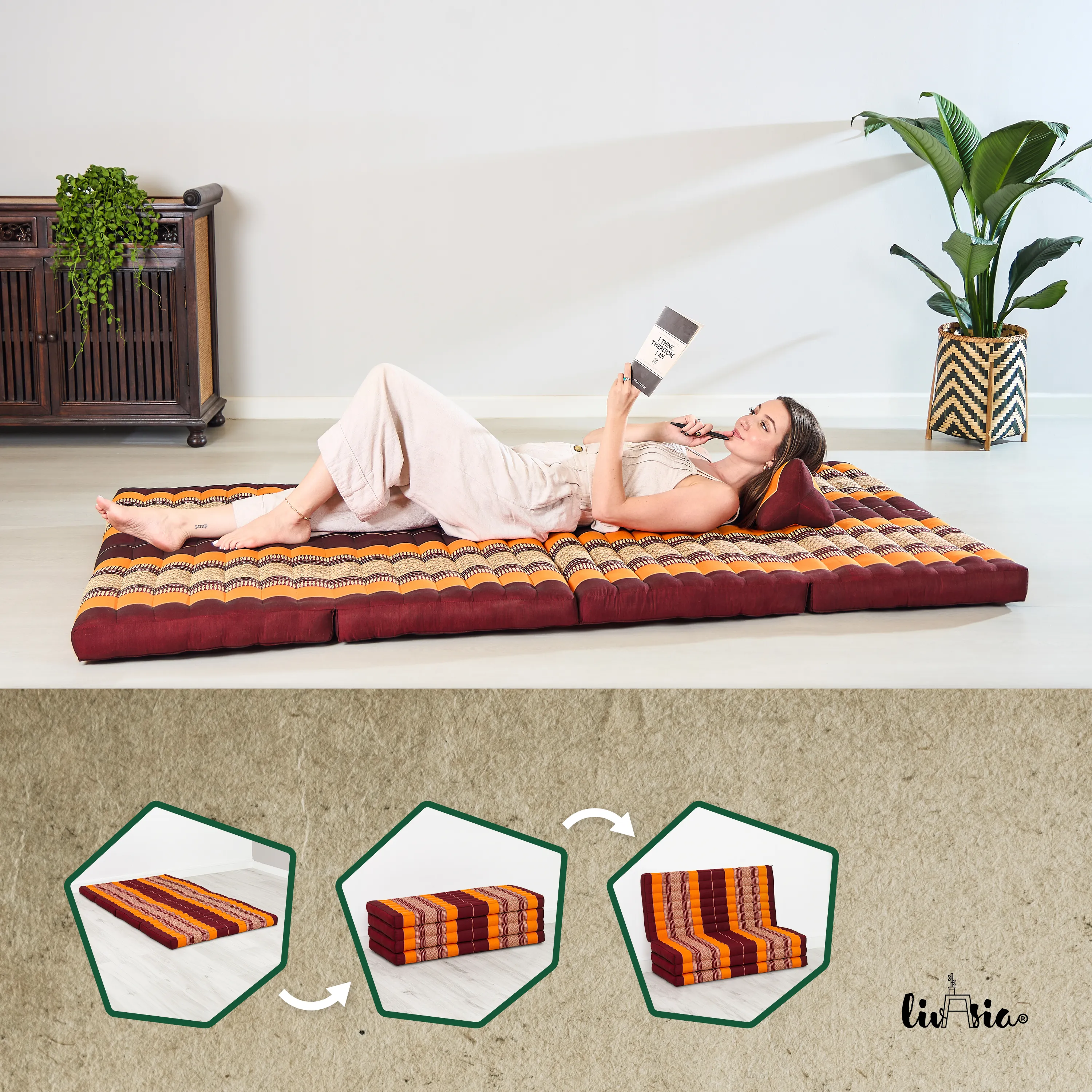 Colchoneta plegable de kapok, ancho 110 cm, Classic