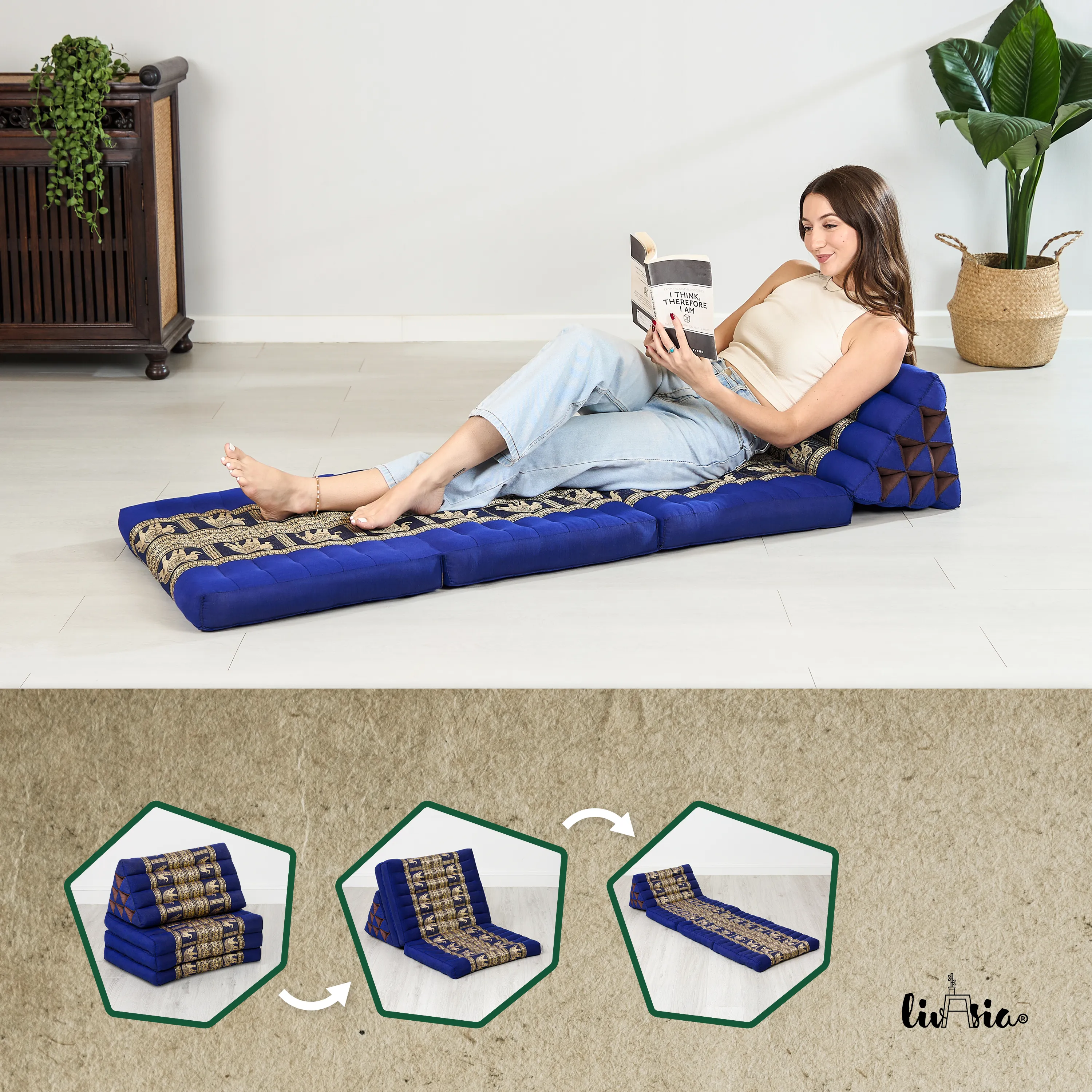 Cojín tailandés de kapok 3 cuerpos, Deluxe