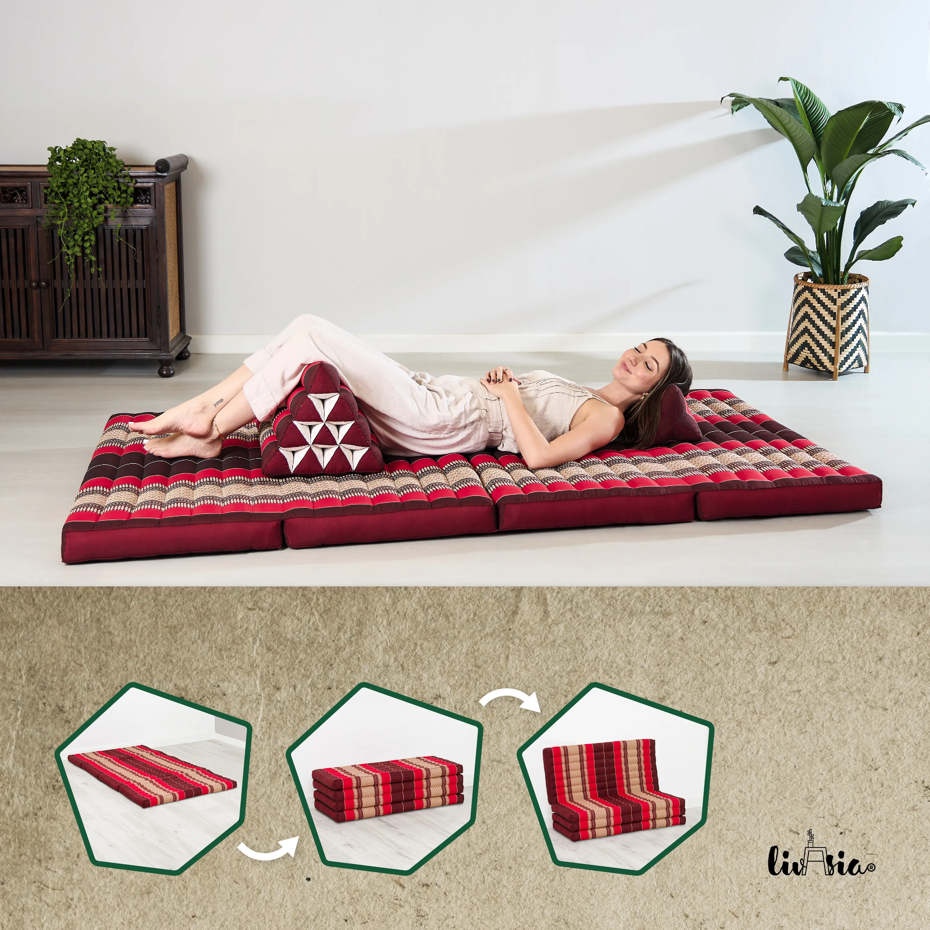 Colchoneta plegable de kapok, ancho 110 cm, Classic