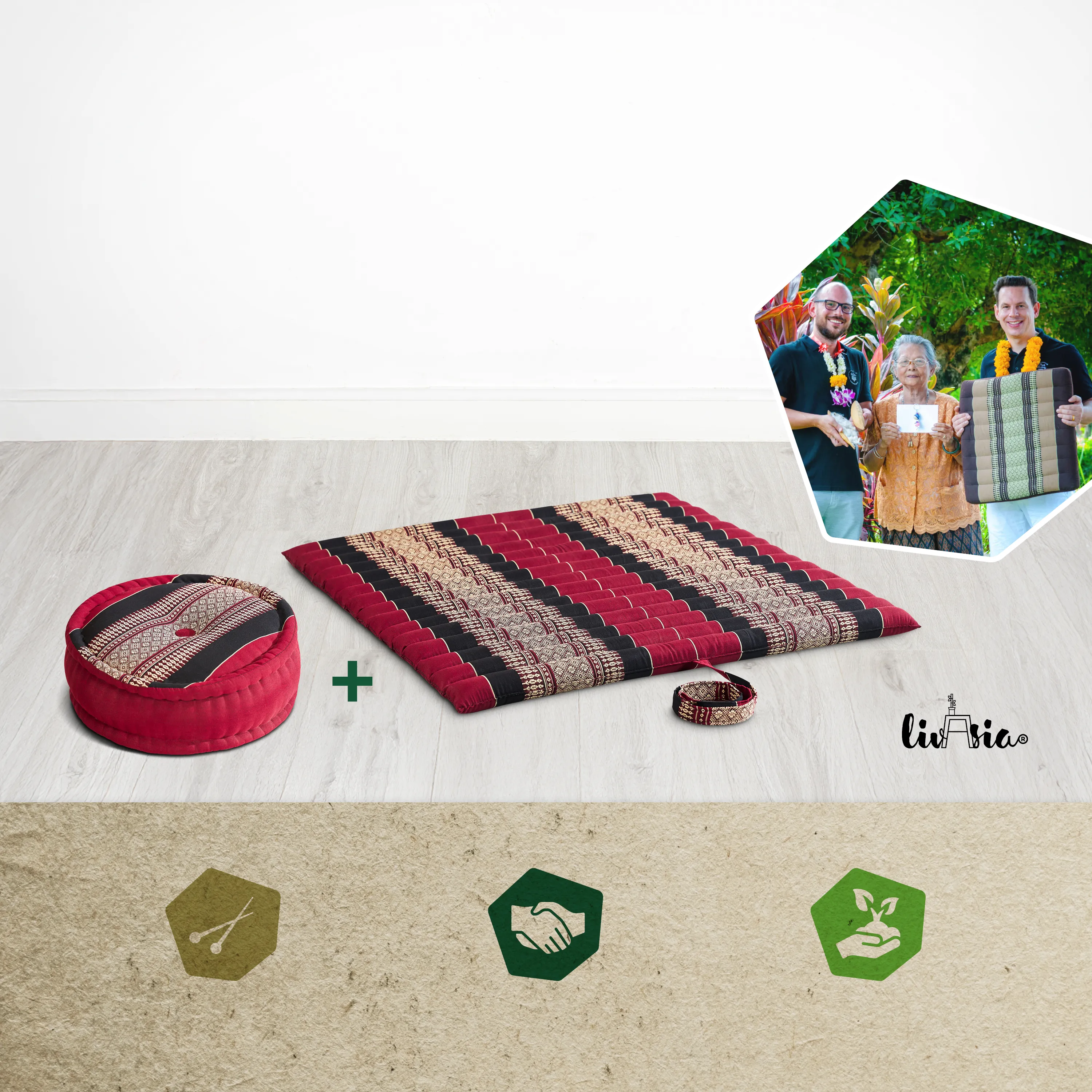 Juego de cojines de kapok para meditación XL