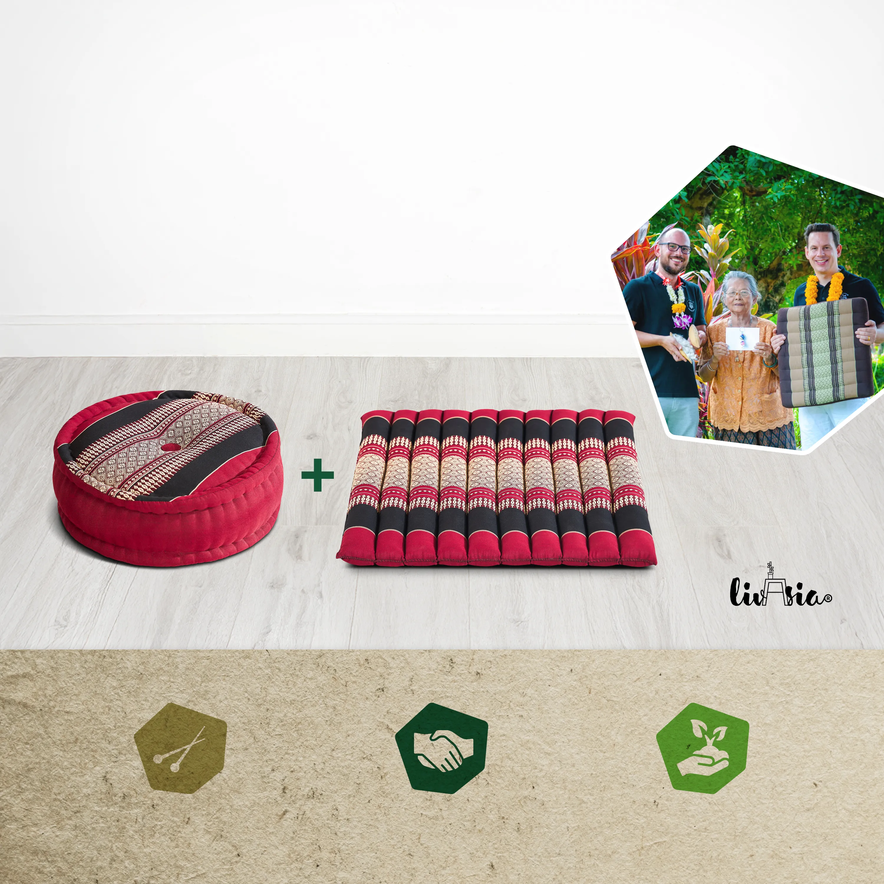 Juego de cojines de kapok para meditación L
