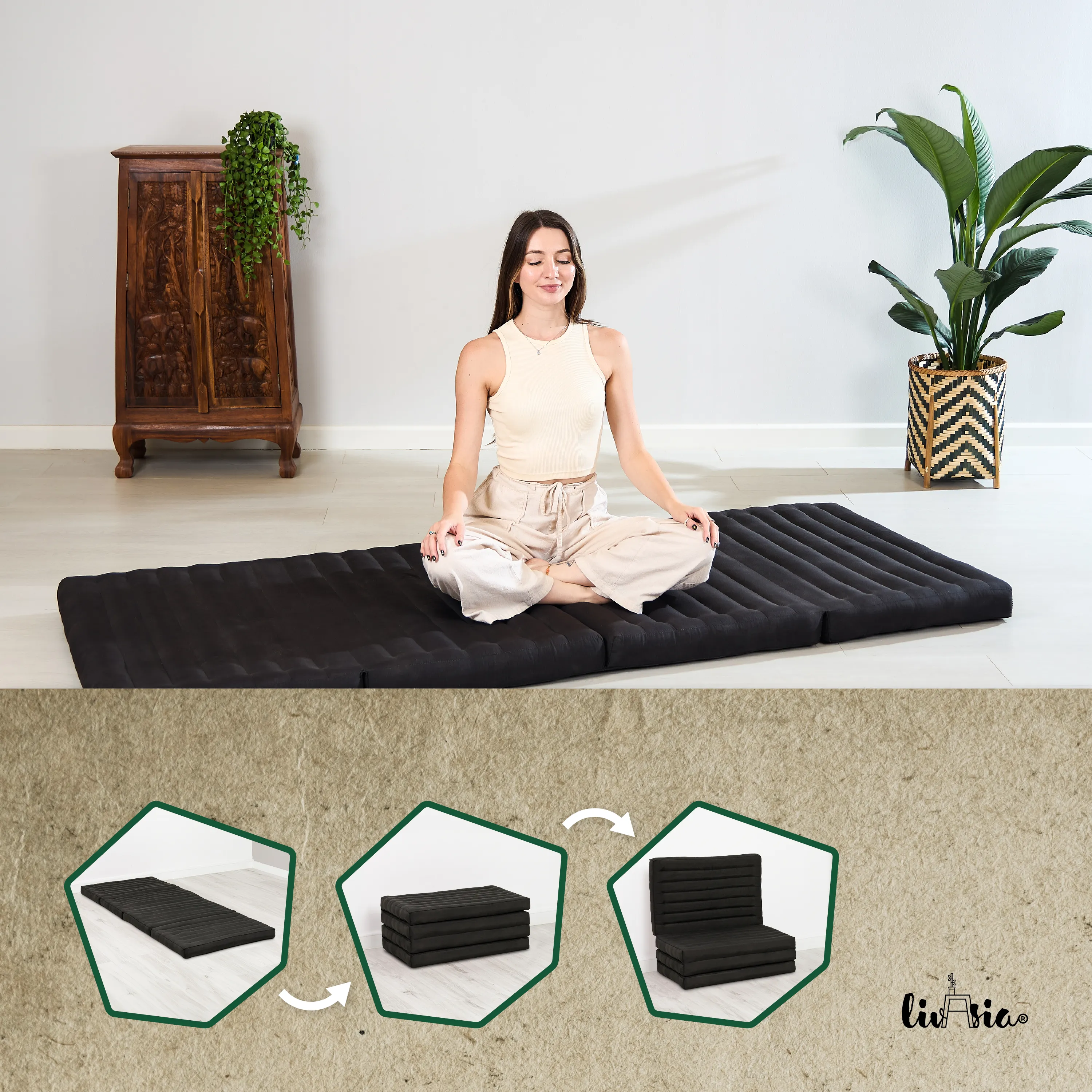 Colchoneta plegable de kapok, ancho 80 cm, Basic