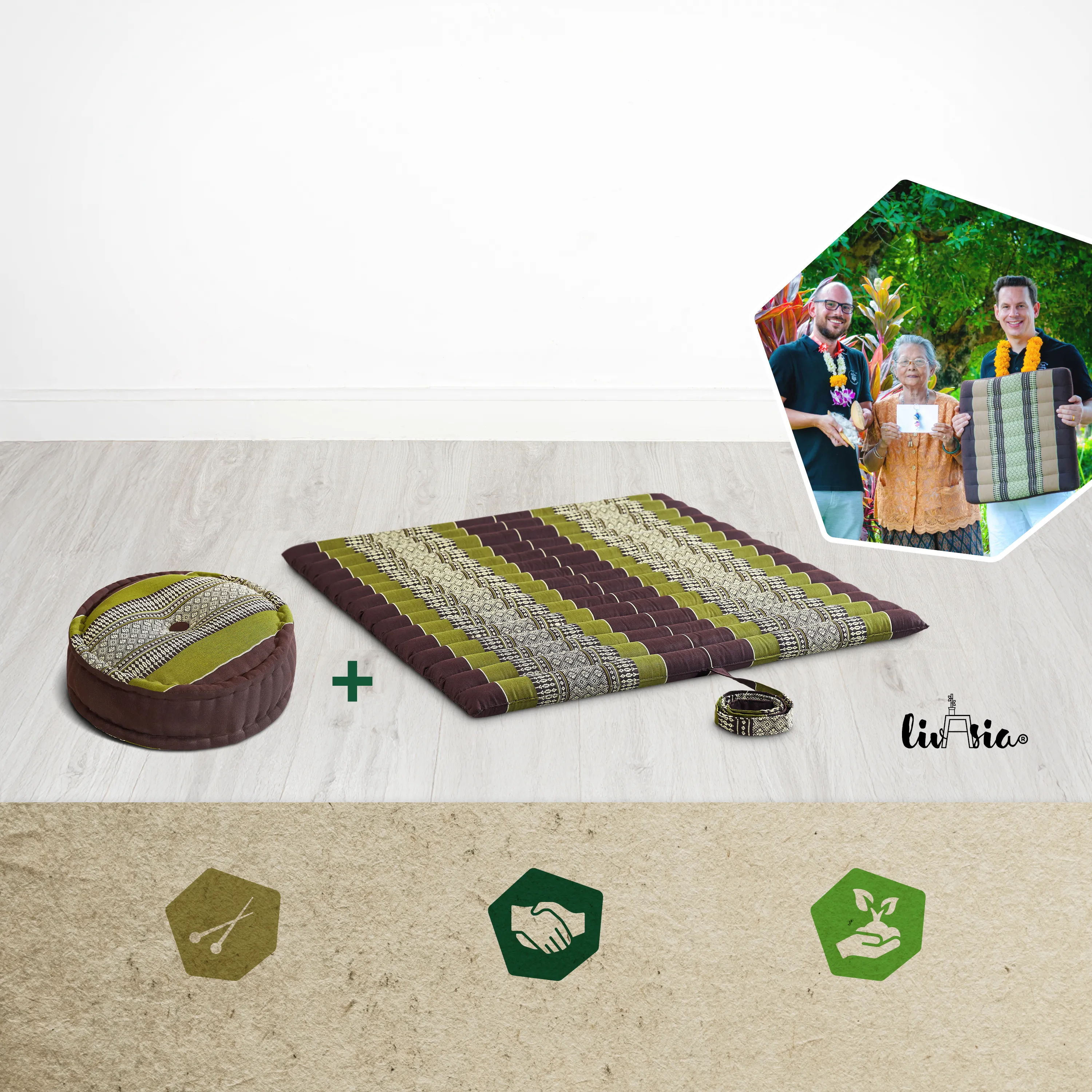 Juego de cojines de kapok para meditación XL