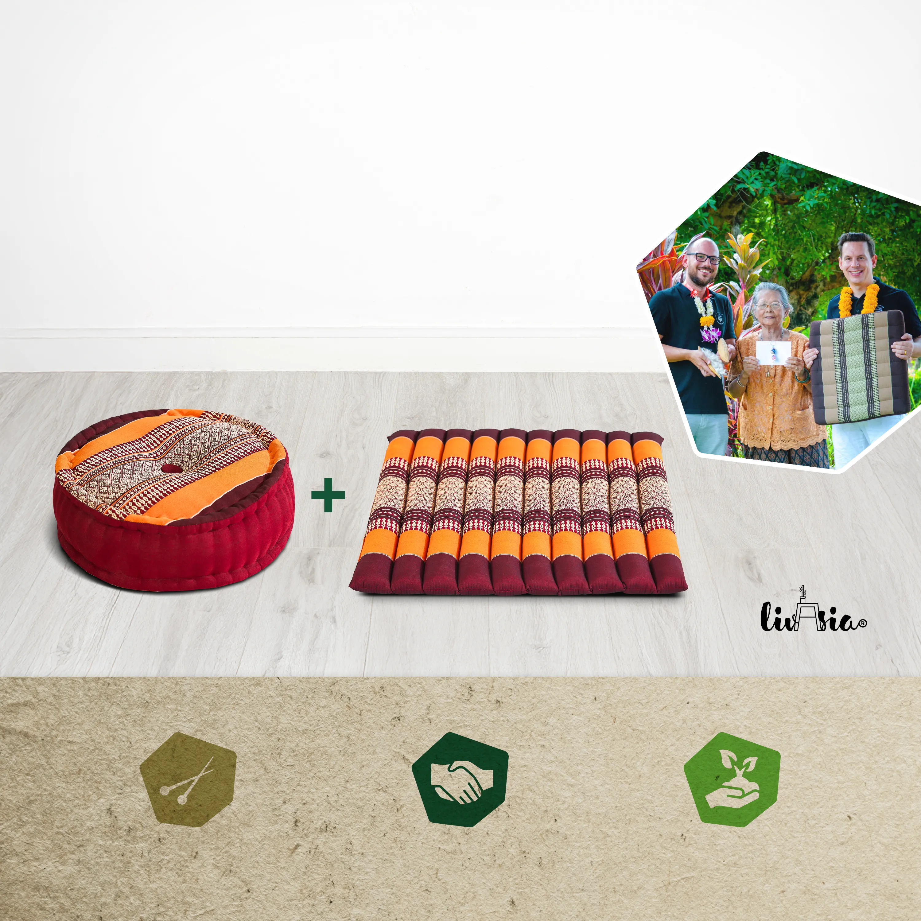 Juego de cojines de kapok para meditación L