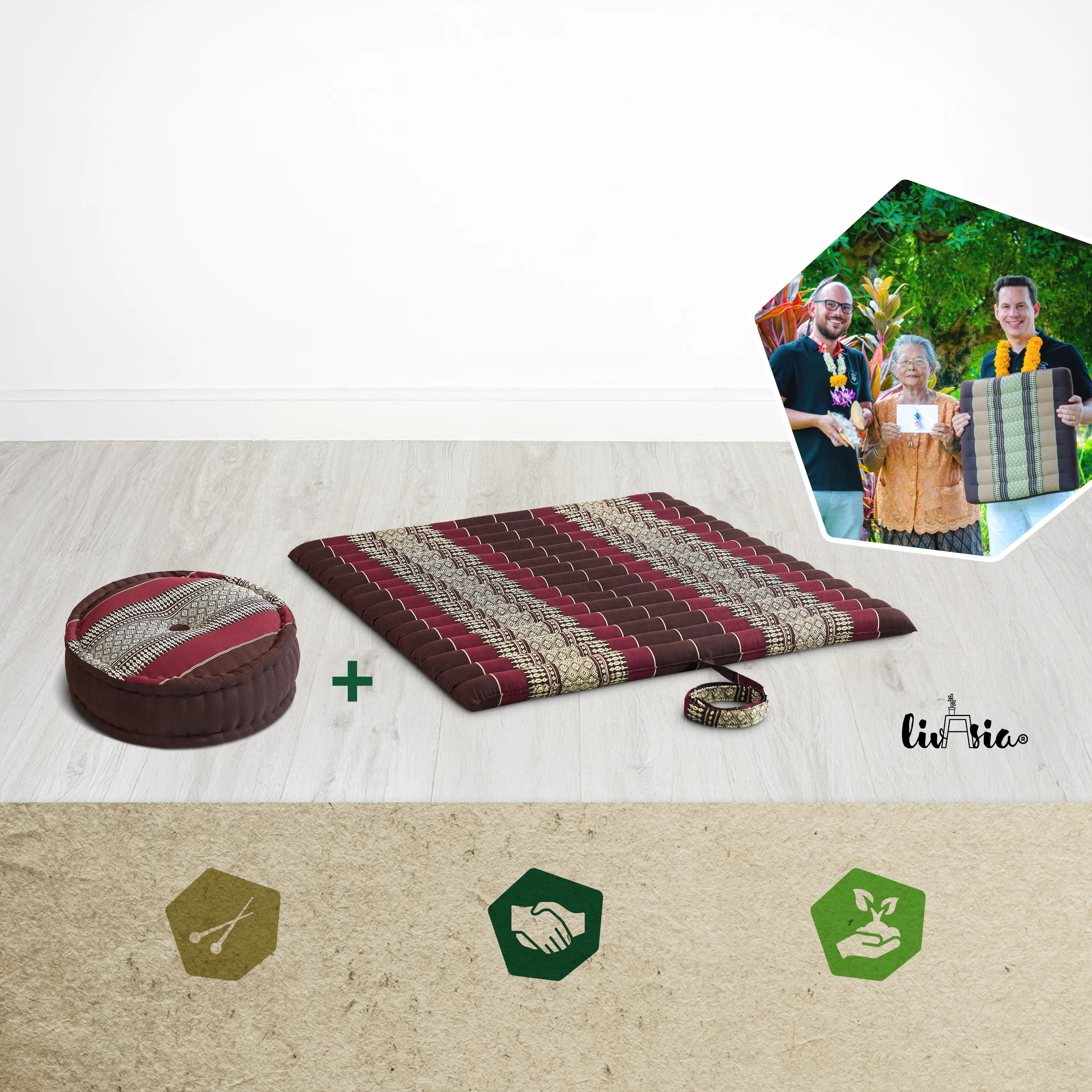 Juego de cojines de kapok para meditación XL