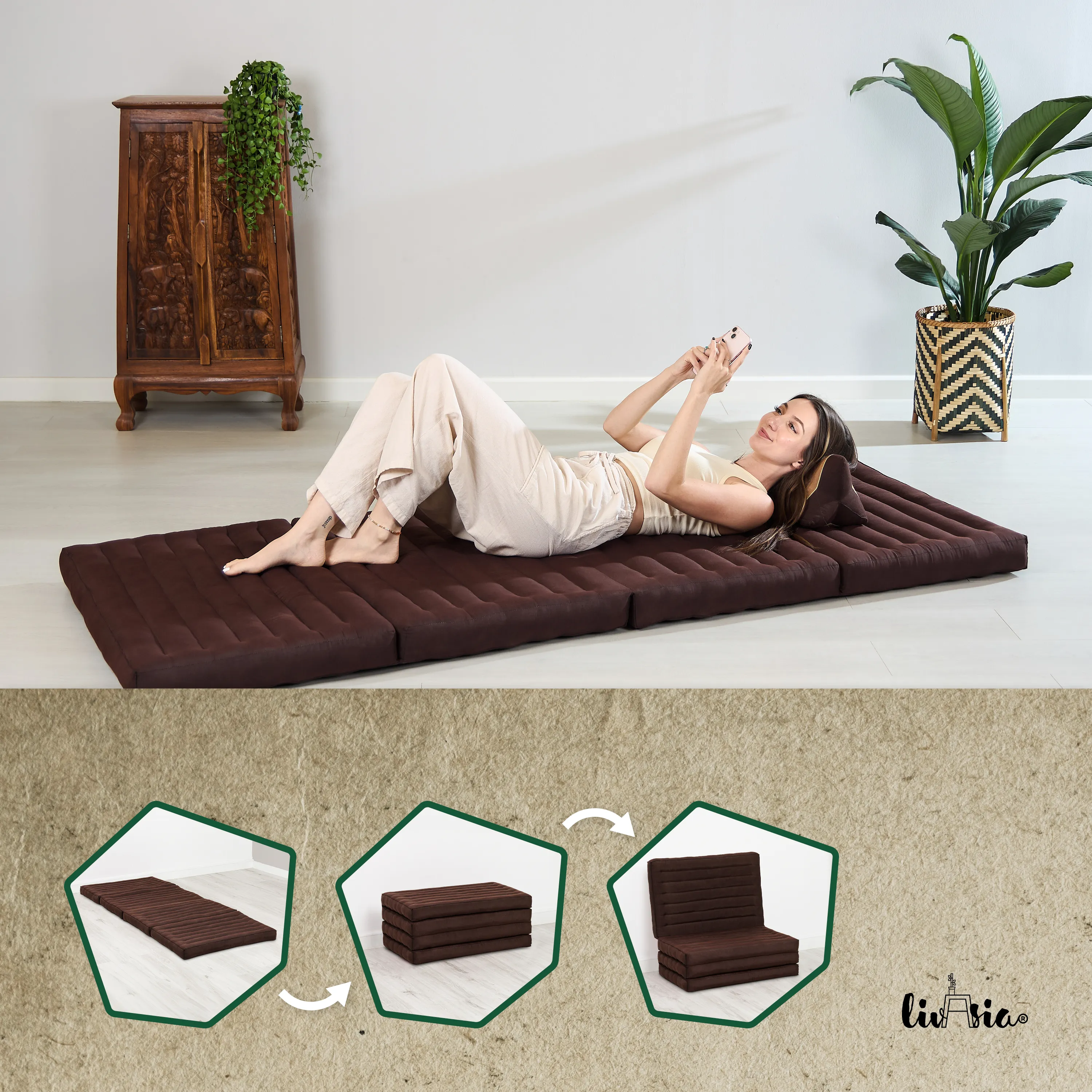 Colchoneta plegable de kapok, ancho 80 cm, Basic