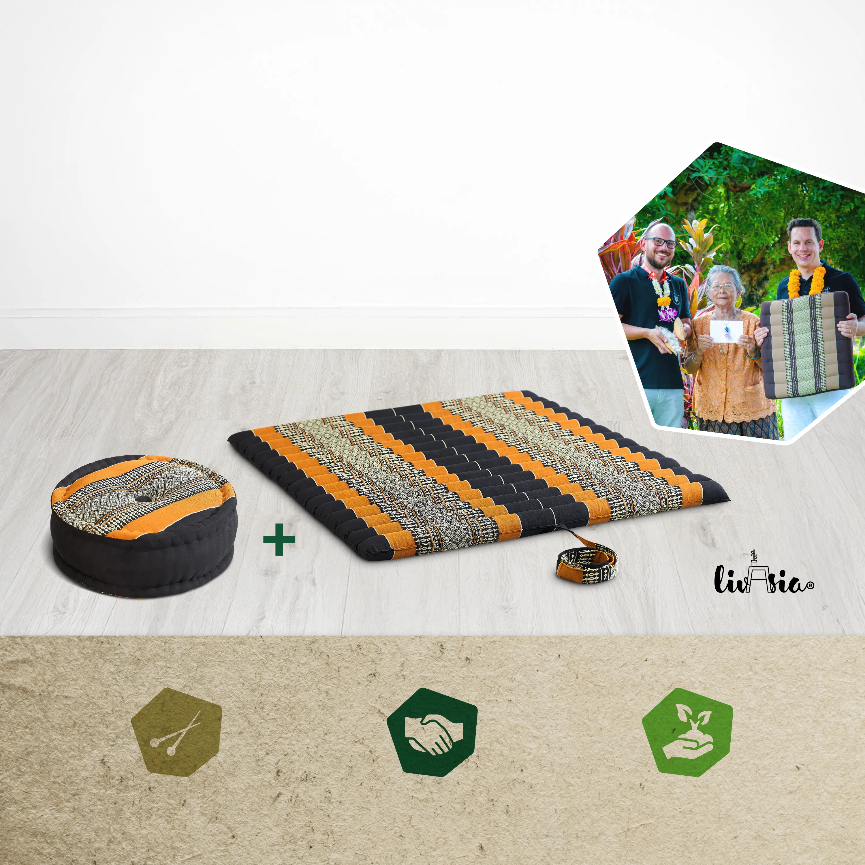 Juego de cojines de kapok para meditación XL