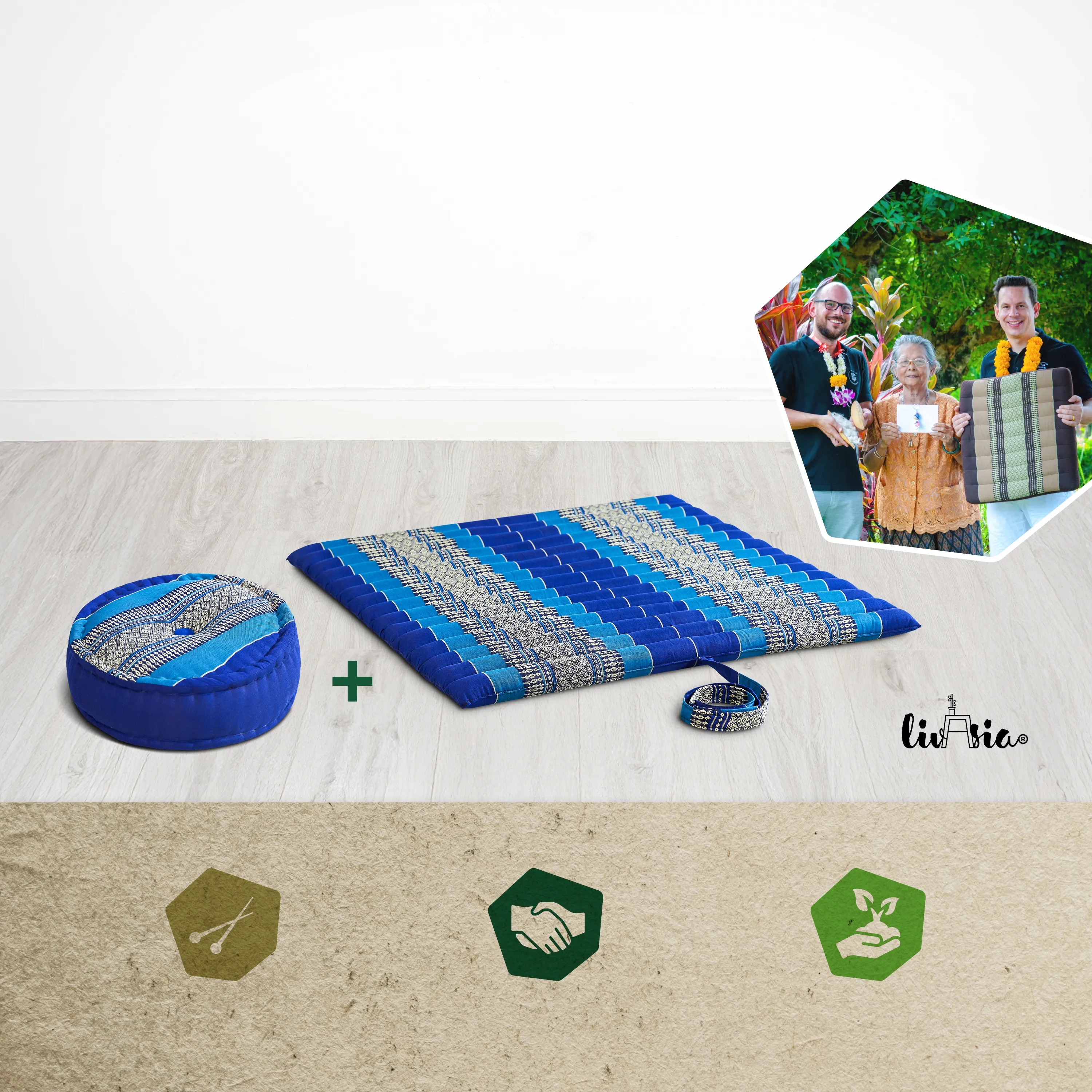 Juego de cojines de kapok para meditación XL