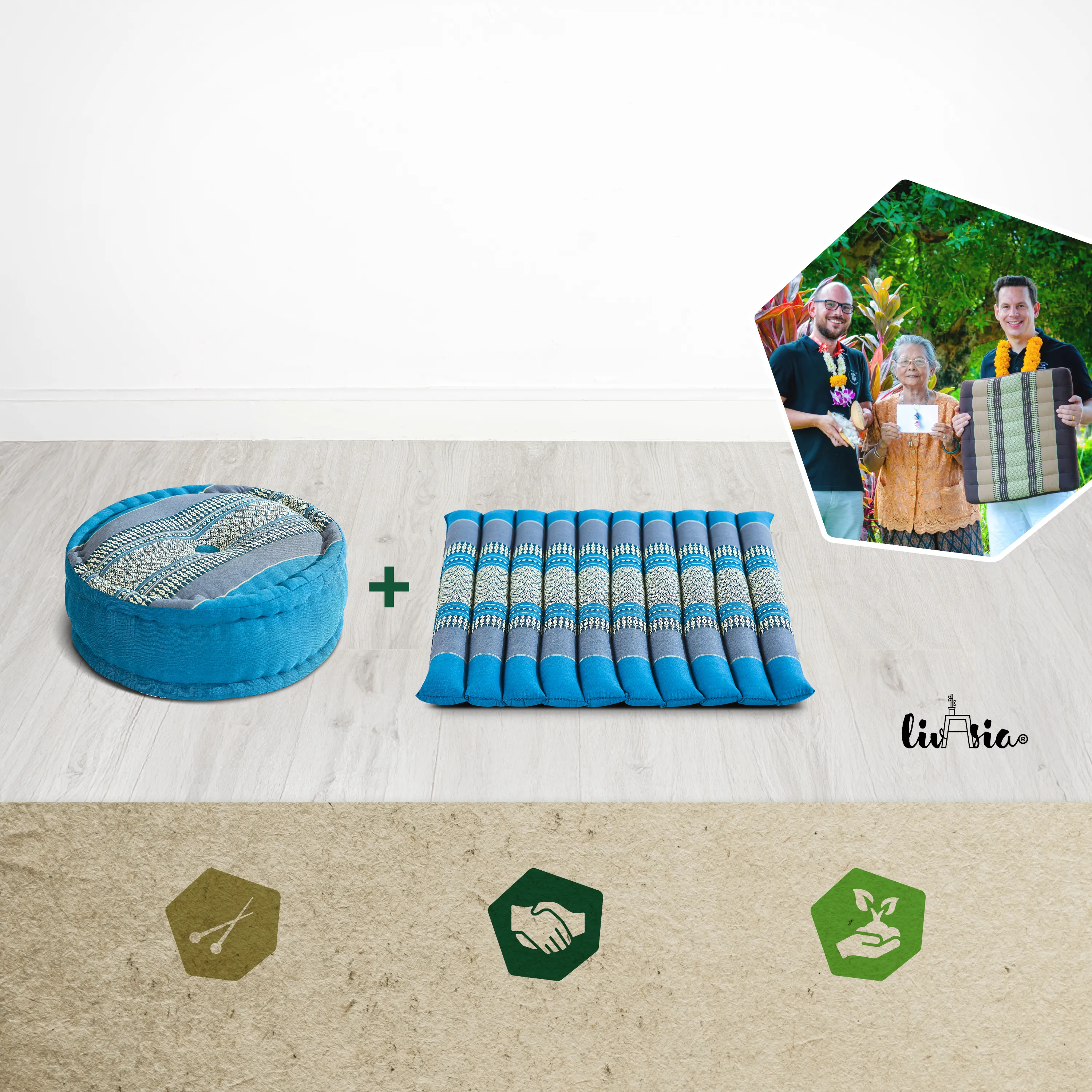 Juego de cojines de kapok para meditación L