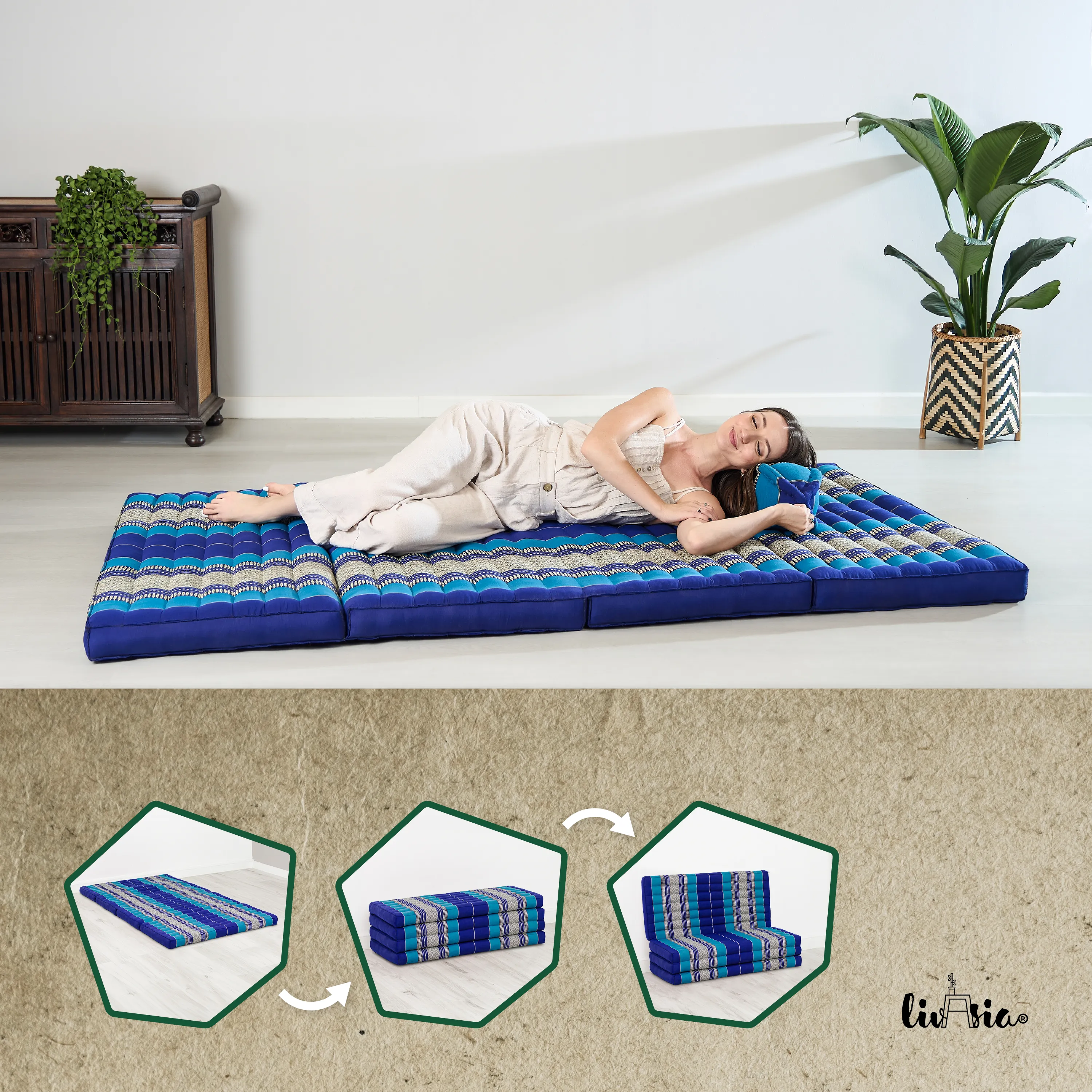 Colchoneta plegable de kapok, ancho 110 cm, Classic
