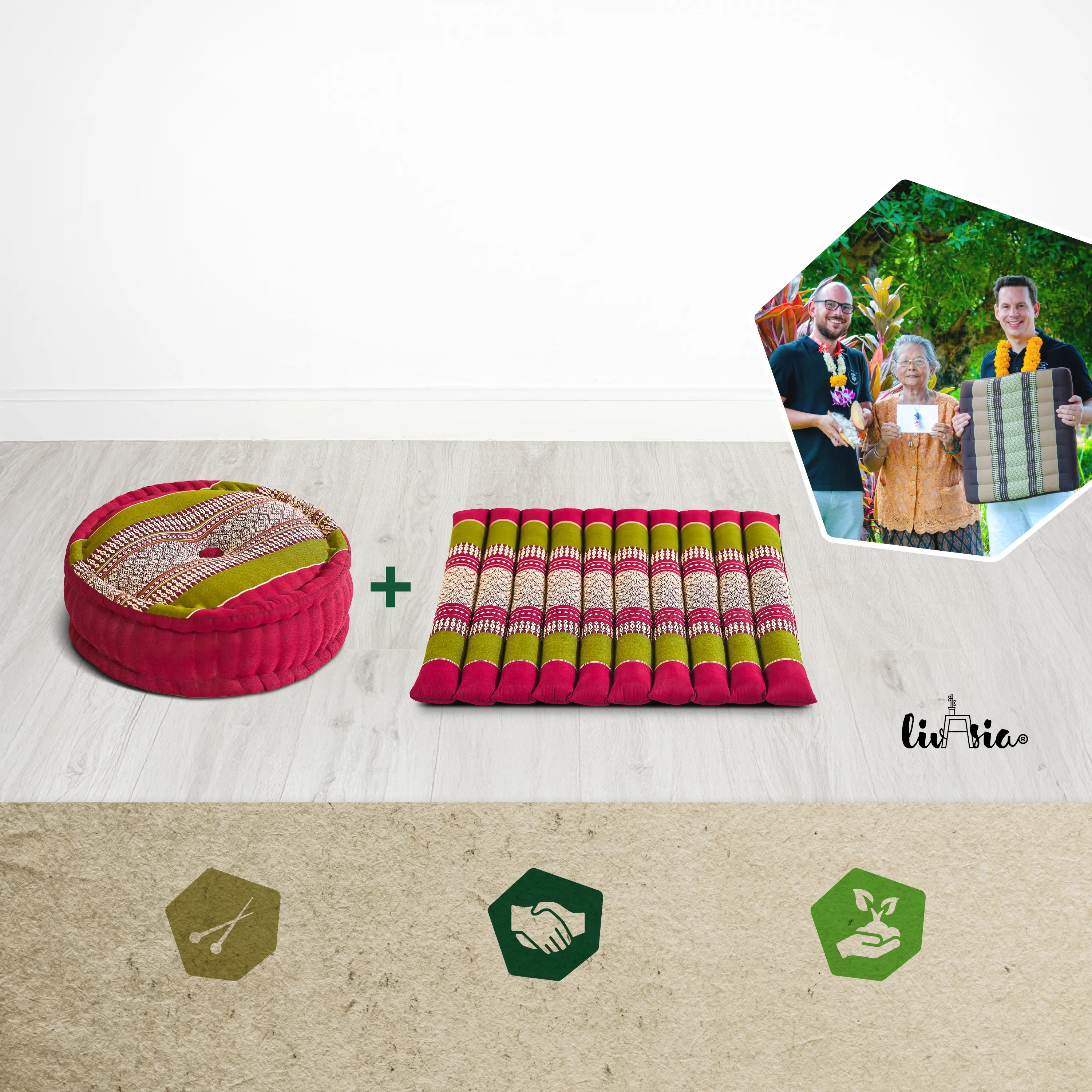 Juego de cojines de kapok para meditación L