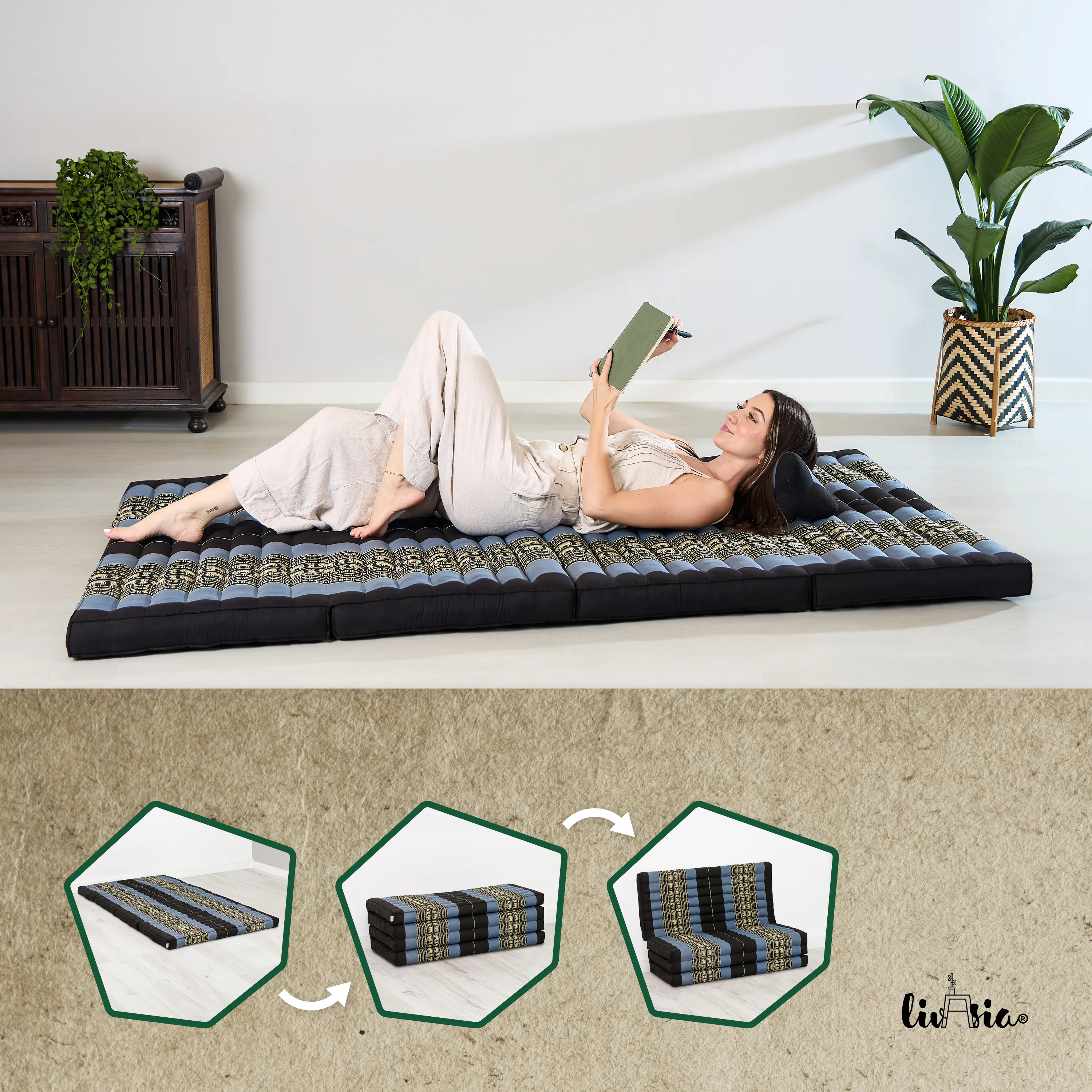 Colchoneta plegable de kapok, ancho 110 cm, Classic