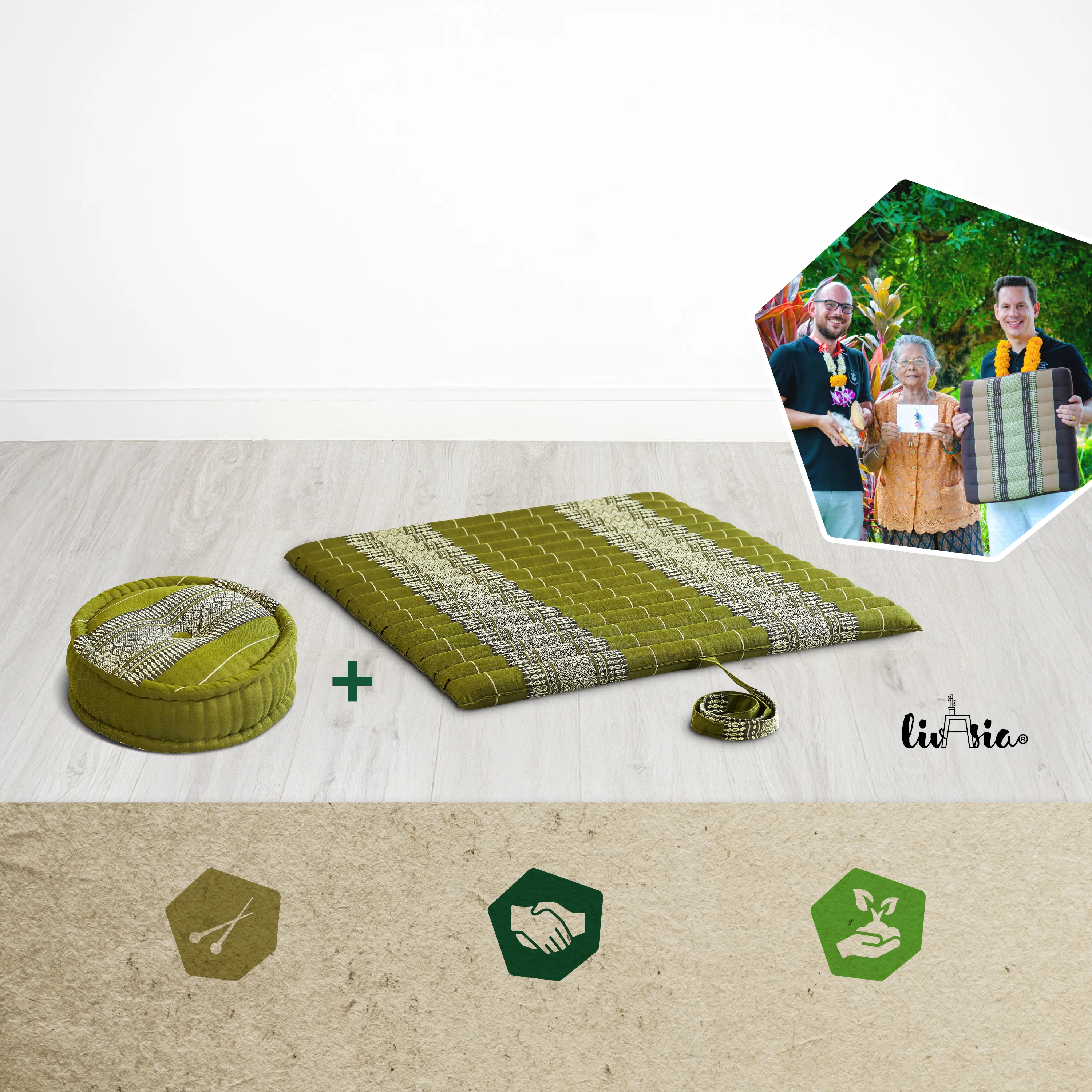 Juego de cojines de kapok para meditación XL