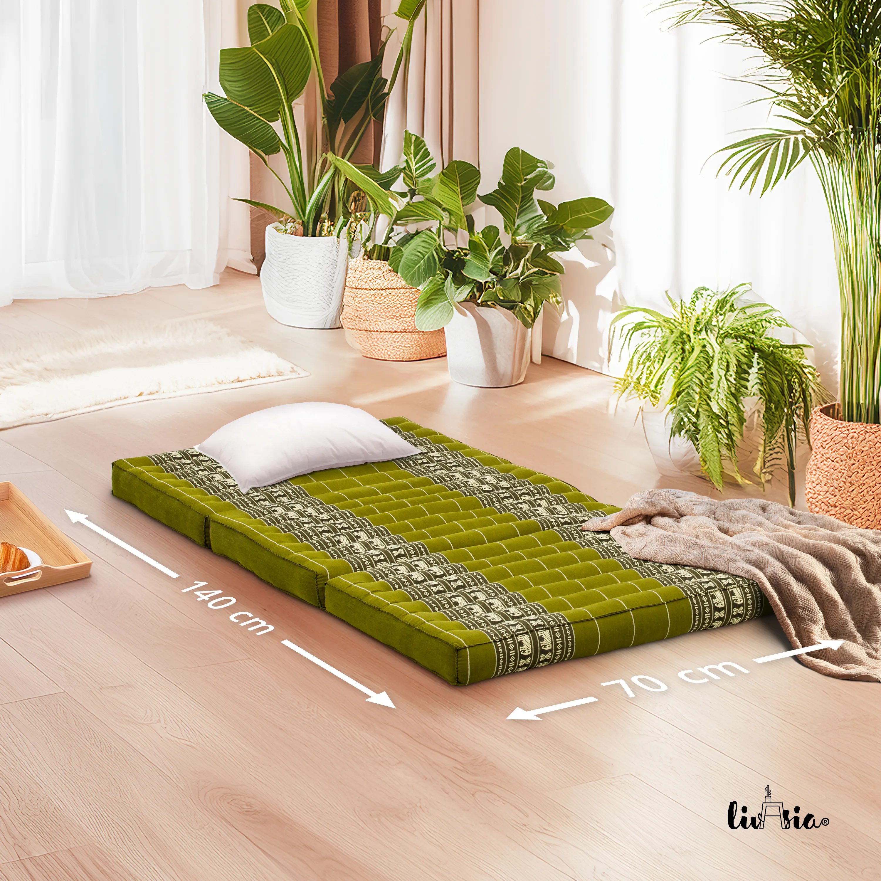 Colchoneta plegable infantil de kapok, ancho 70 cm