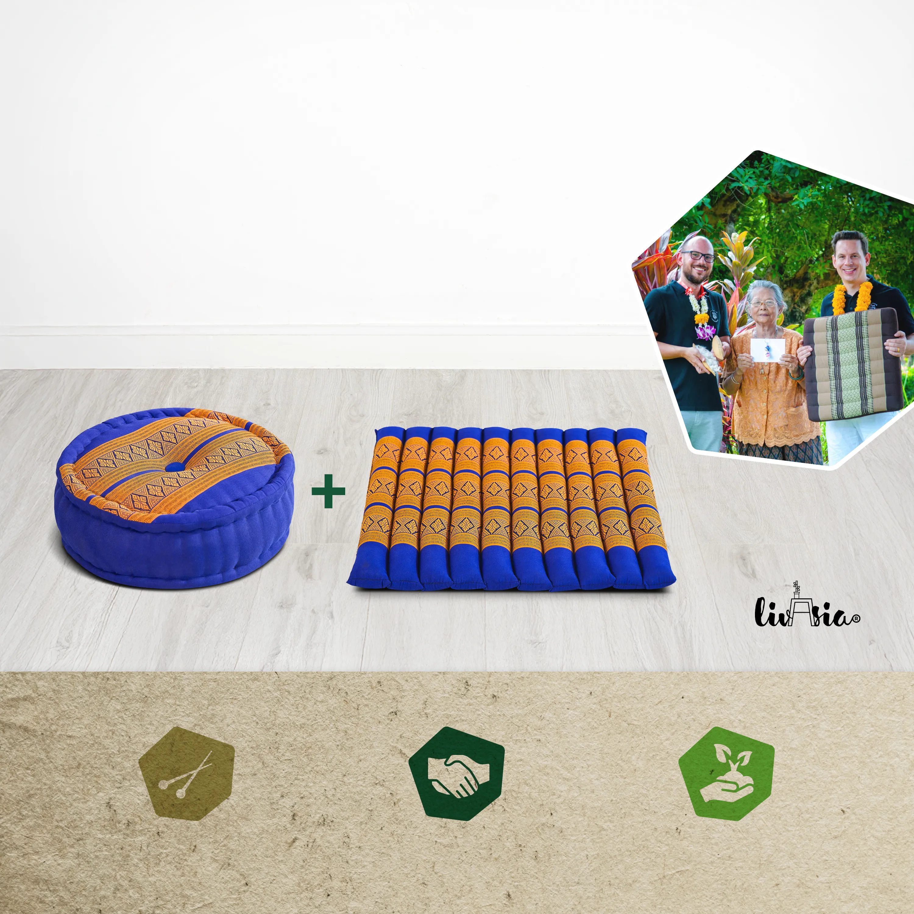 Juego de cojines de kapok para meditación L