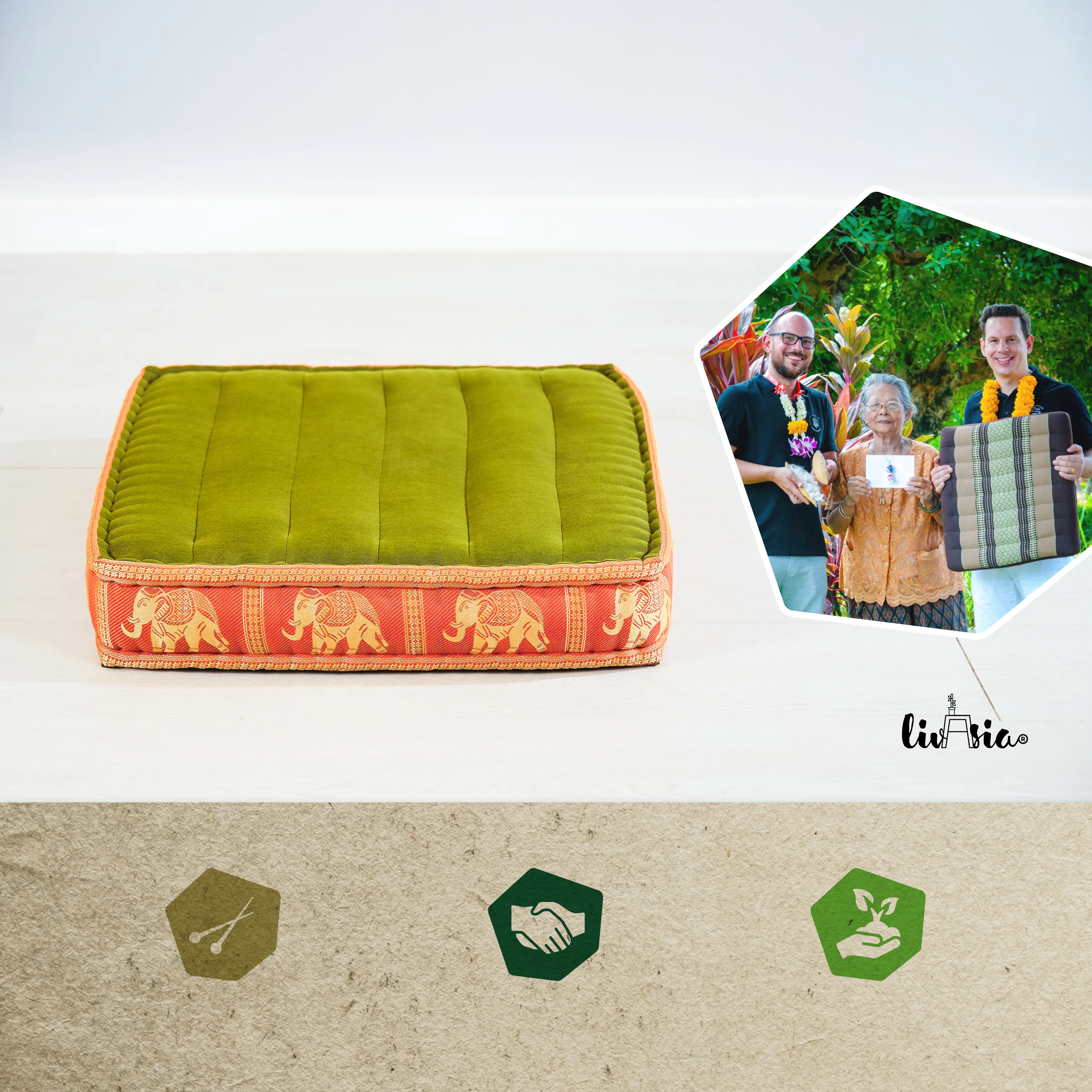 Cojín grueso de kapok para suelo, Deluxe