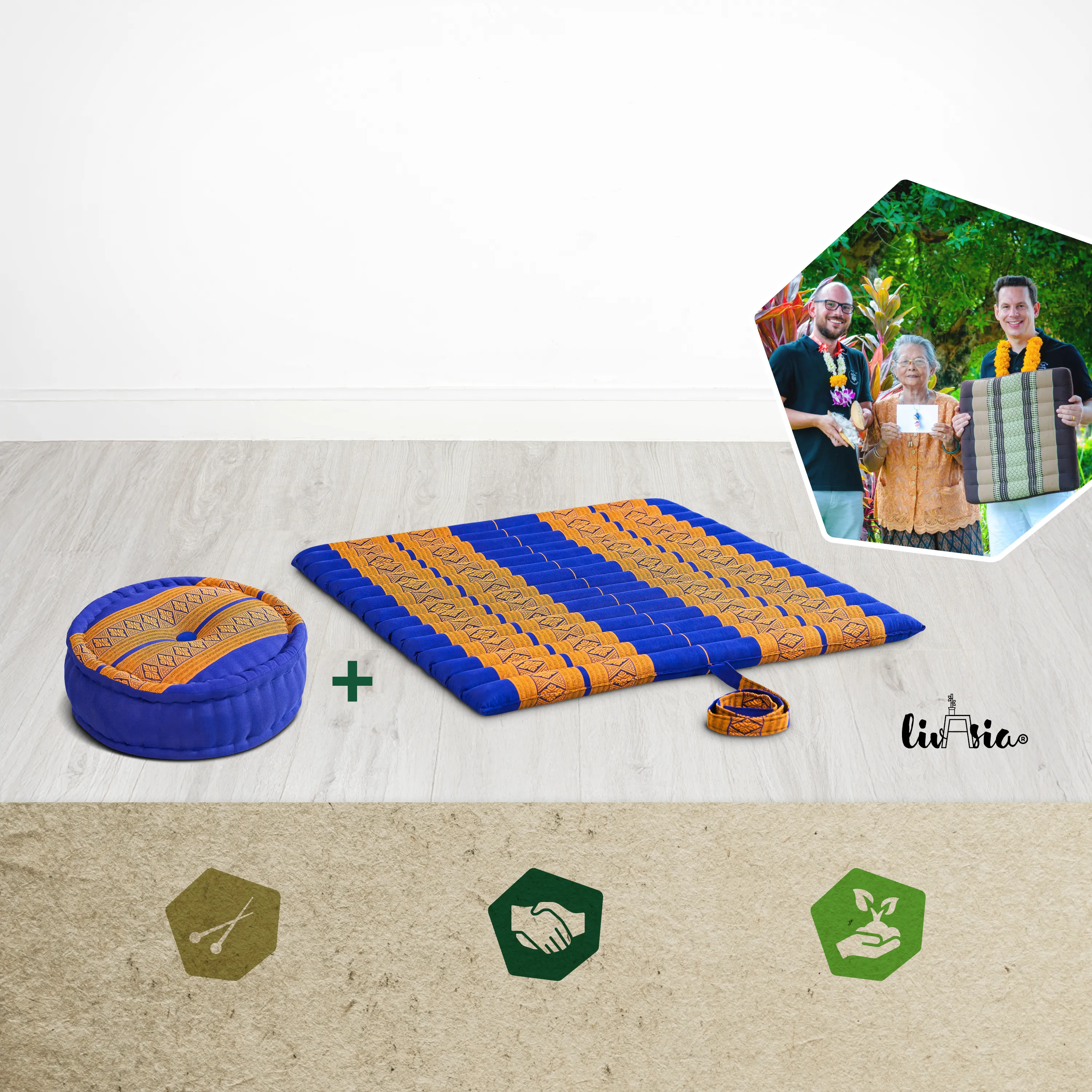 Juego de cojines de kapok para meditación XL