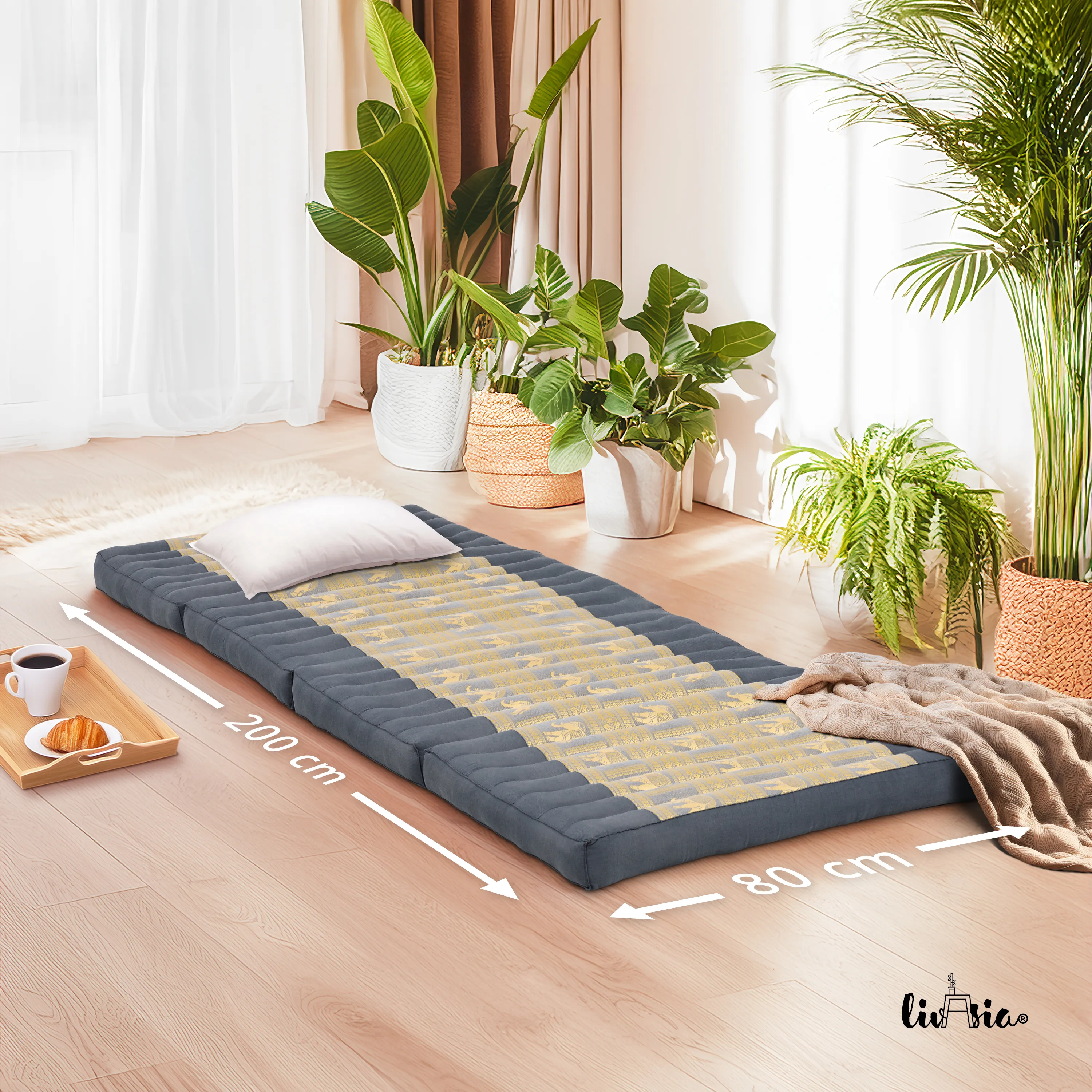 Colchoneta plegable de kapok, ancho 80 cm, Deluxe