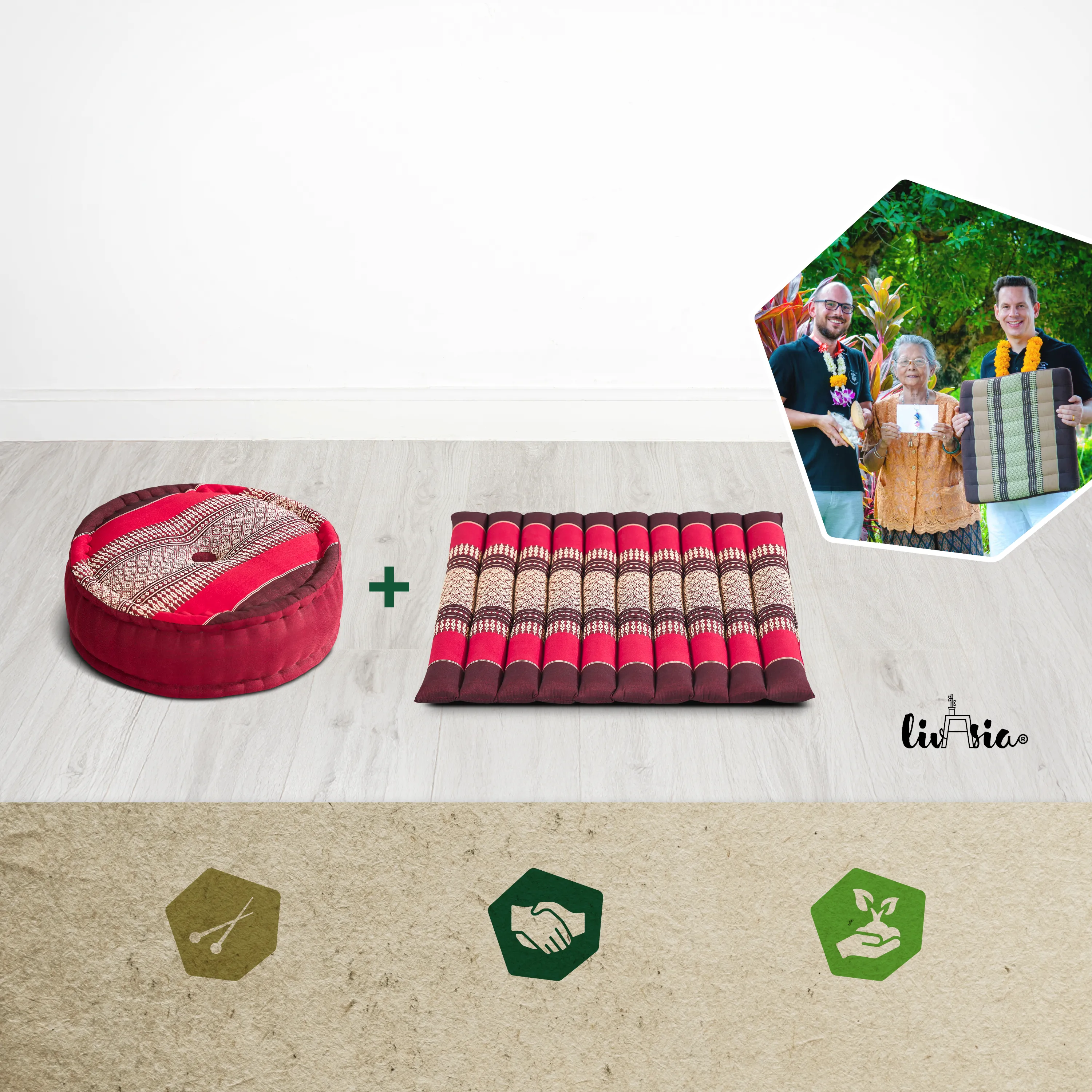 Juego de cojines de kapok para meditación L