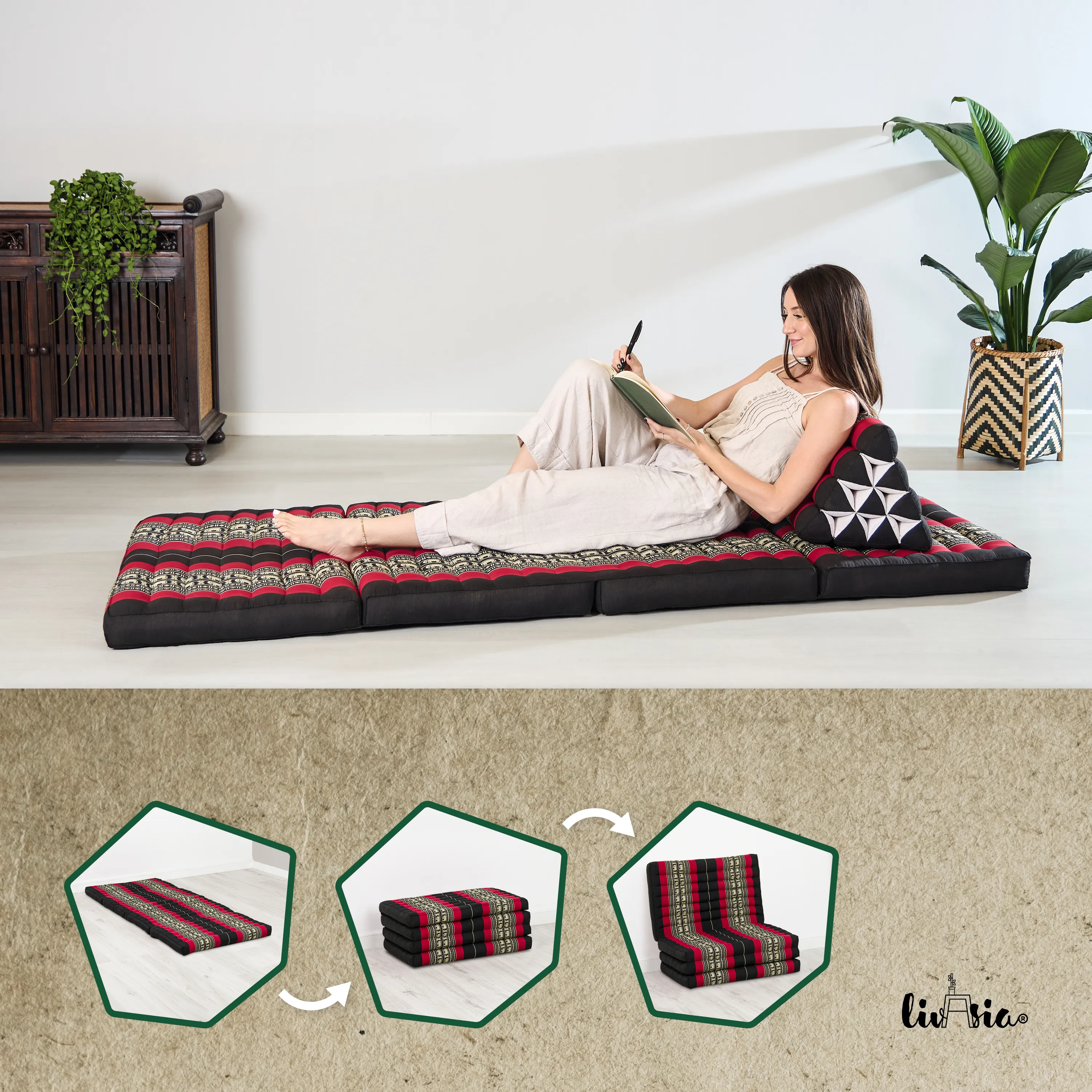 Colchoneta plegable de kapok, ancho 80 cm, Classic