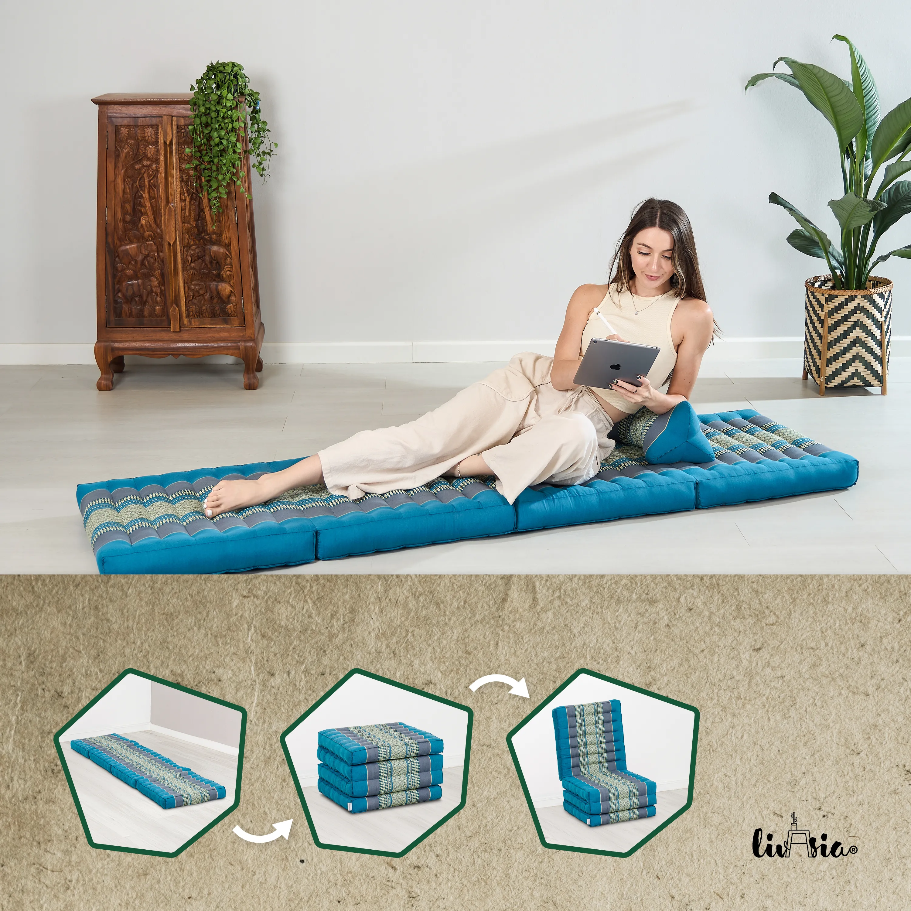 Colchoneta plegable de kapok, ancho 50 cm, Classic