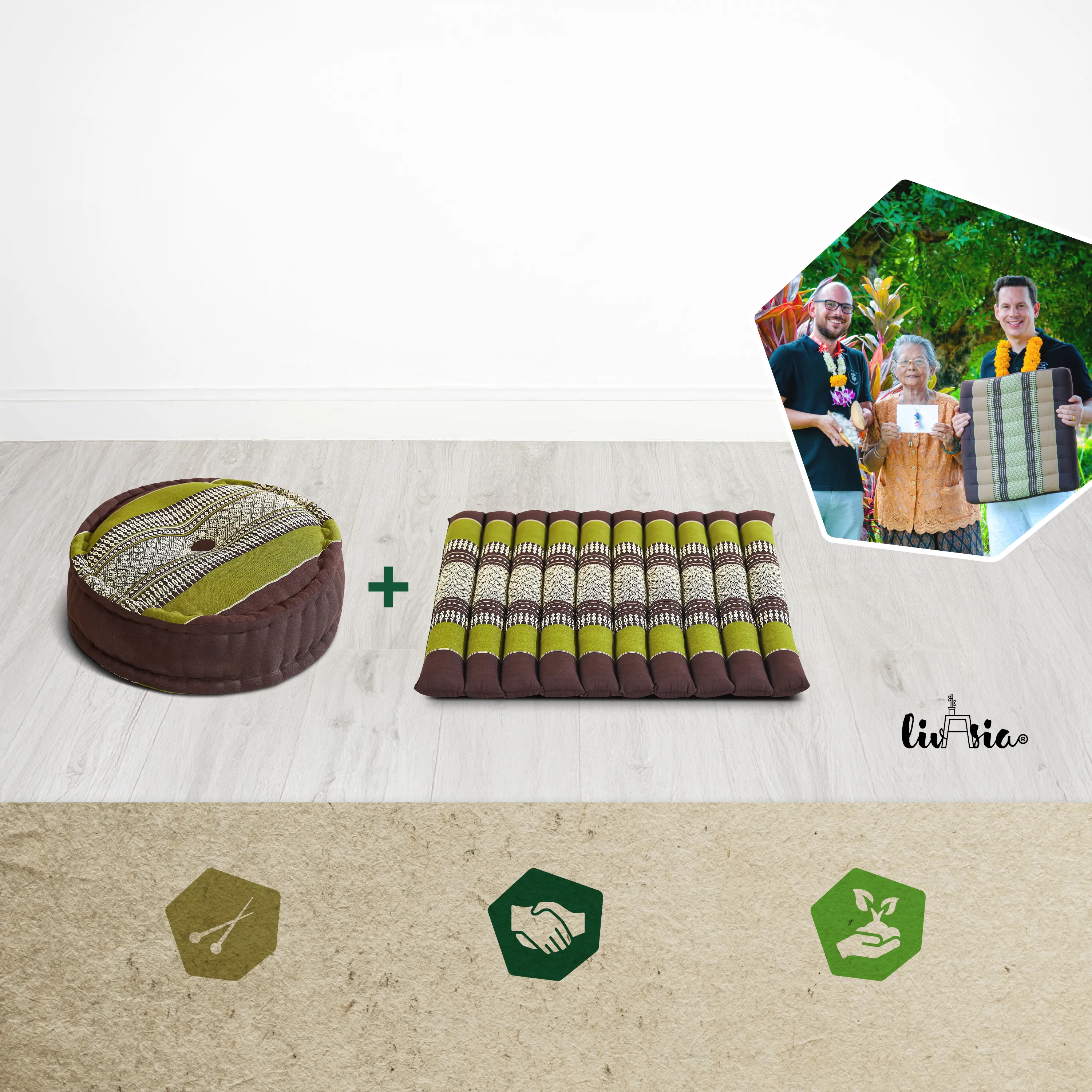 Juego de cojines de kapok para meditación L