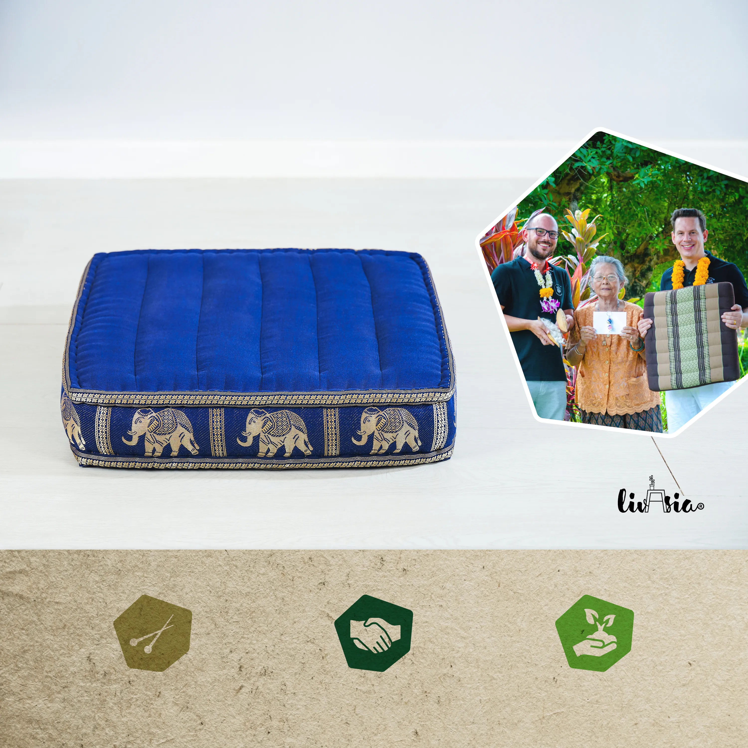 Cojín grueso de kapok para suelo, Deluxe