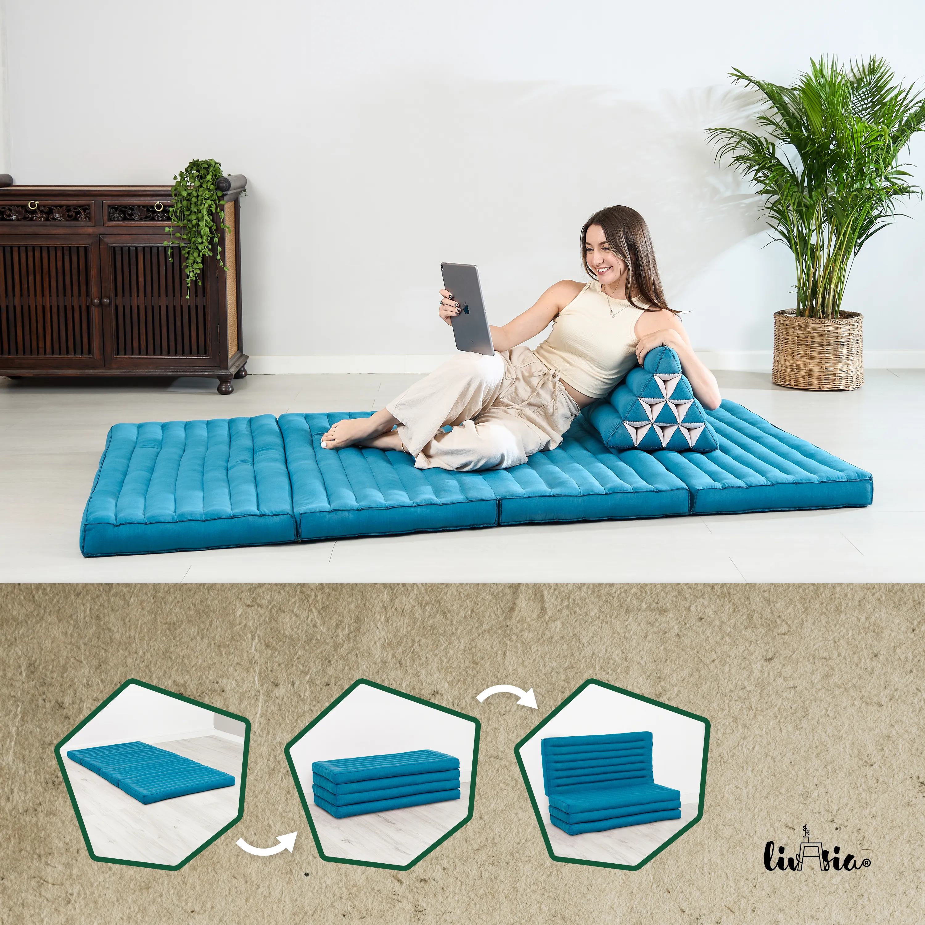 Colchoneta plegable de kapok, ancho 110 cm, Basic
