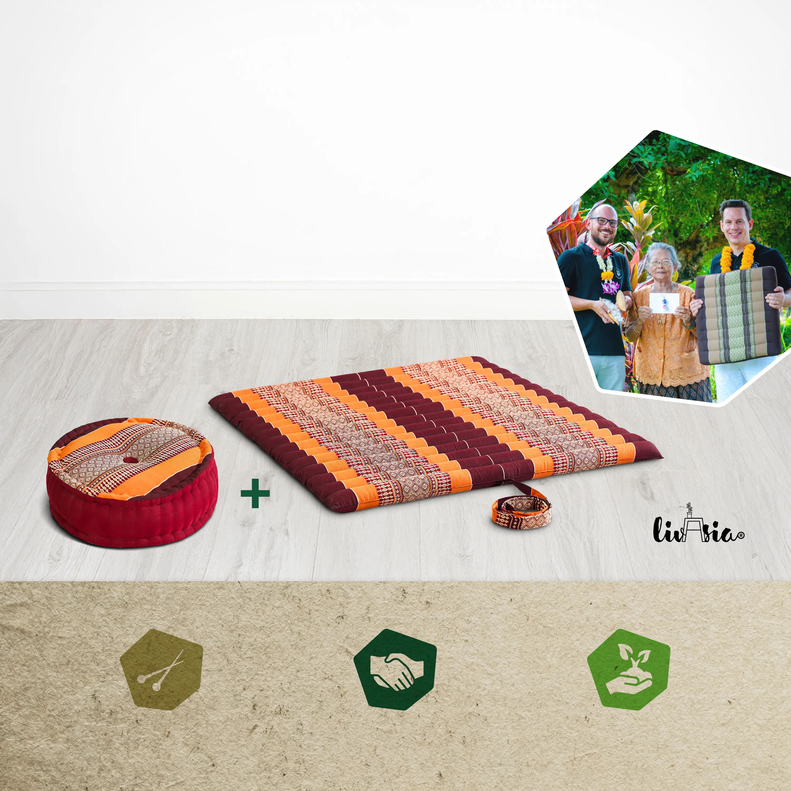 Juego de cojines de kapok para meditación XL