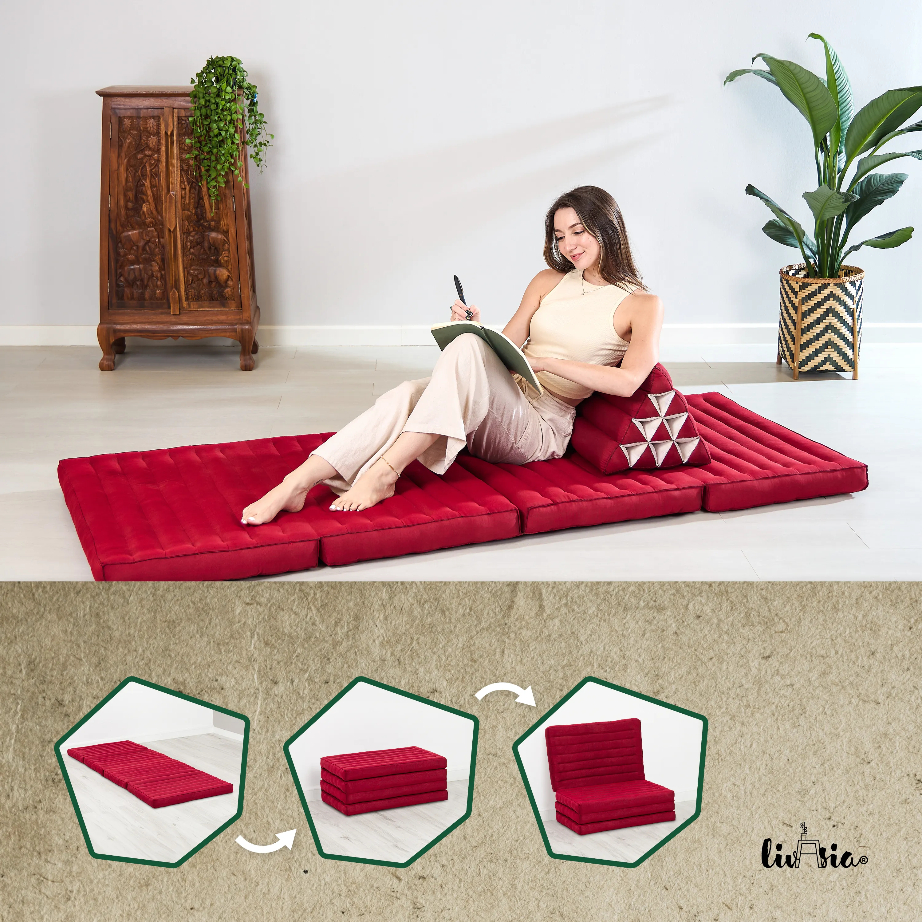 Colchoneta plegable de kapok, ancho 80 cm, Basic