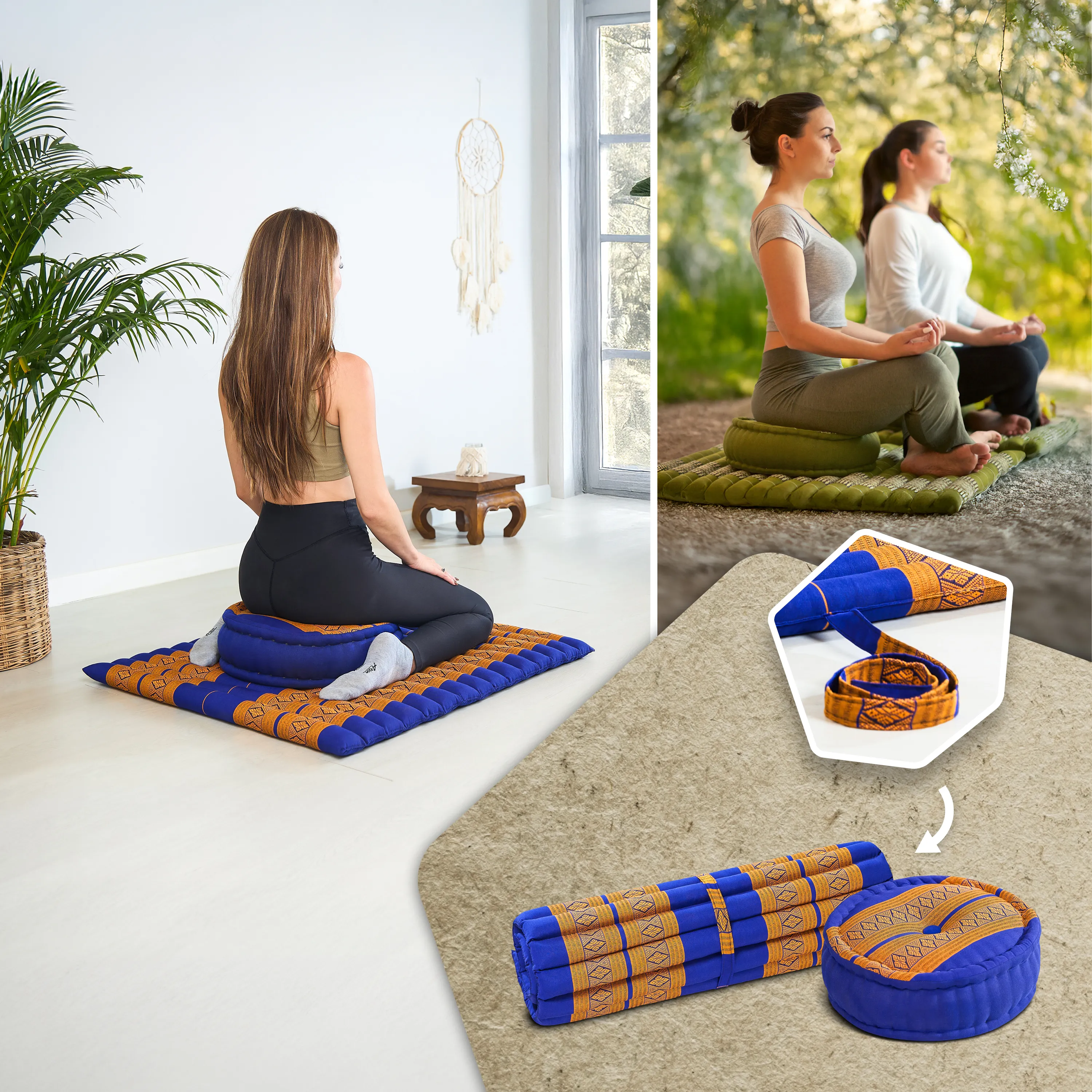 Juego de cojines de kapok para meditación XL