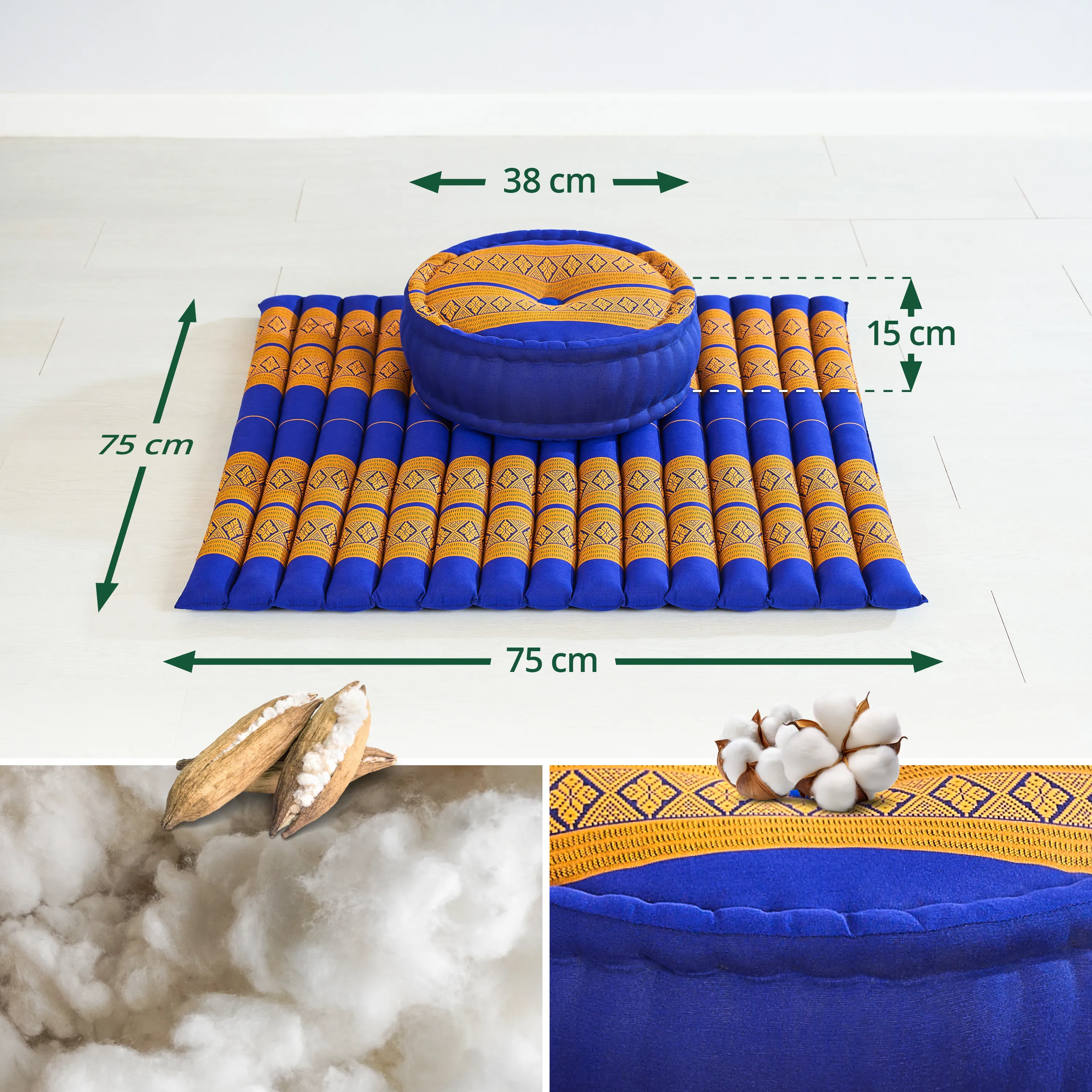 Juego de cojines de kapok para meditación XL