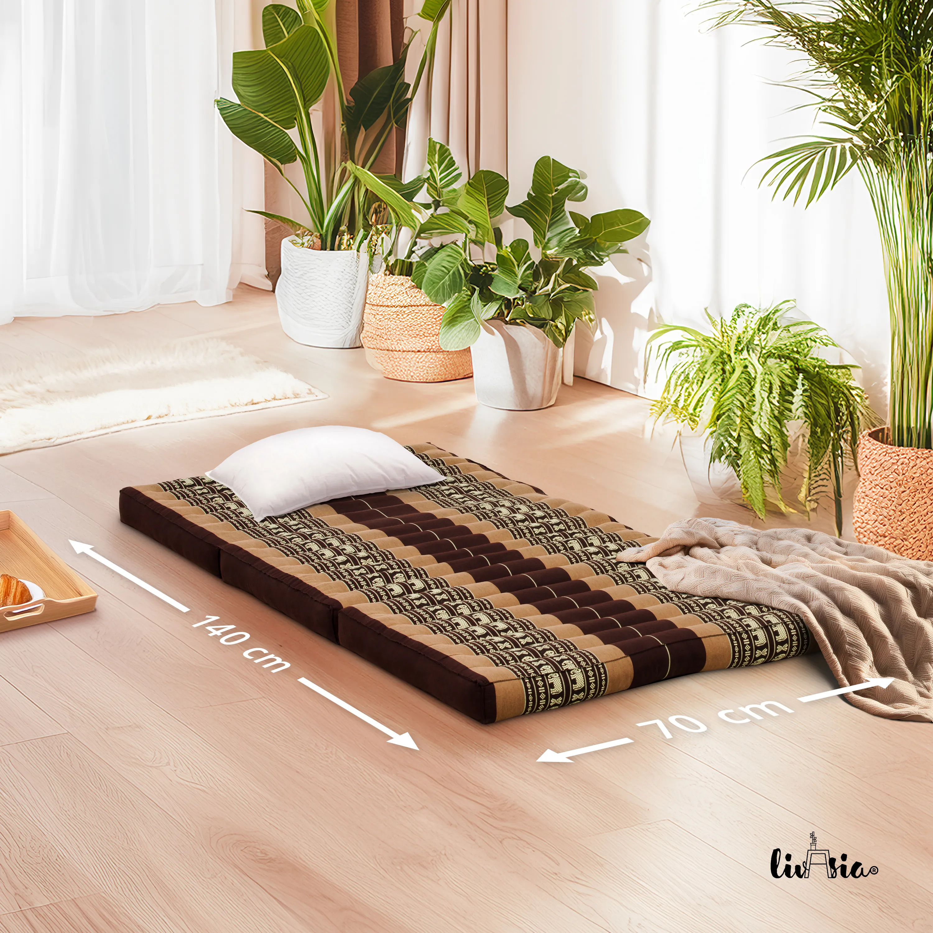 Colchoneta plegable infantil de kapok, ancho 70 cm