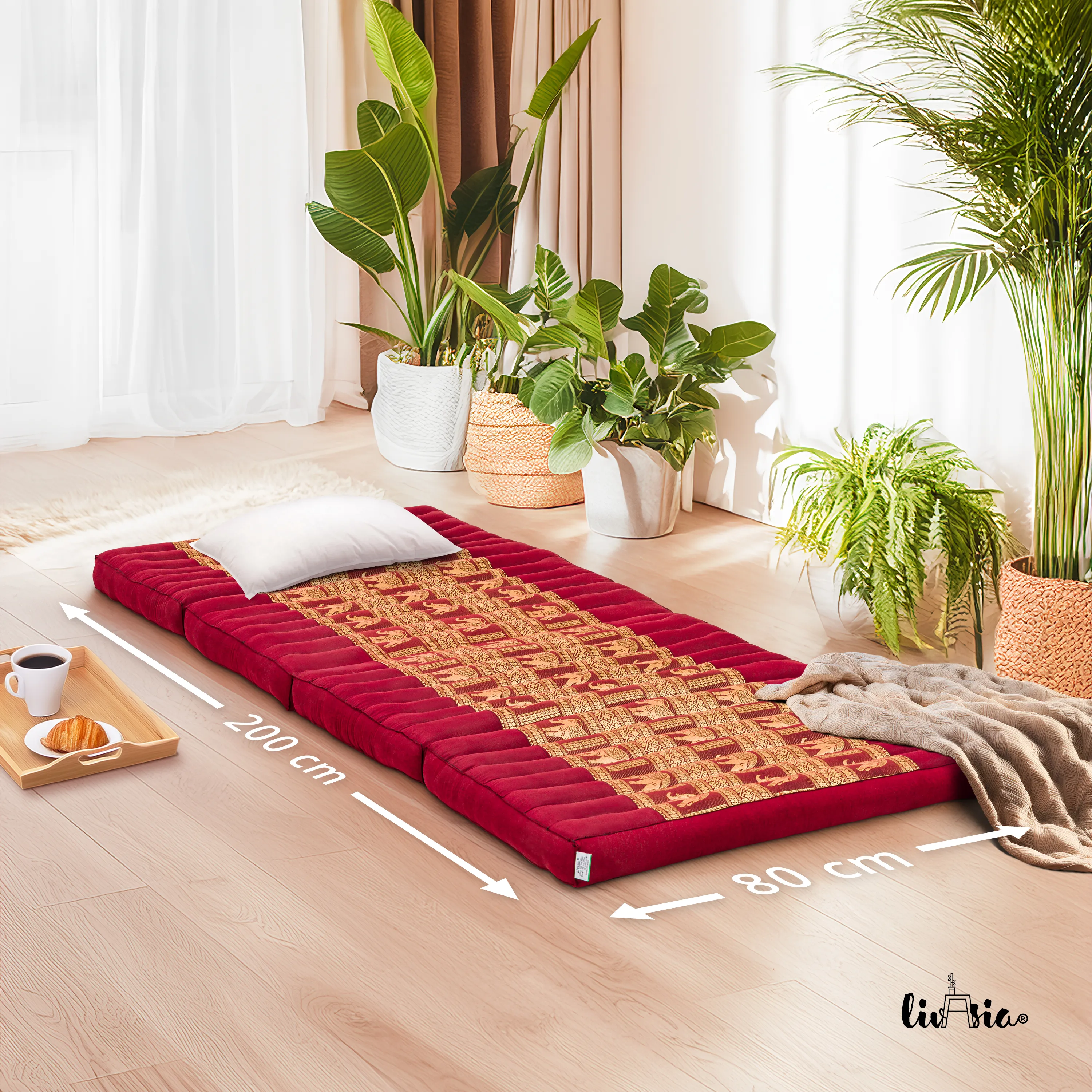 Colchoneta plegable de kapok, ancho 80 cm, Deluxe