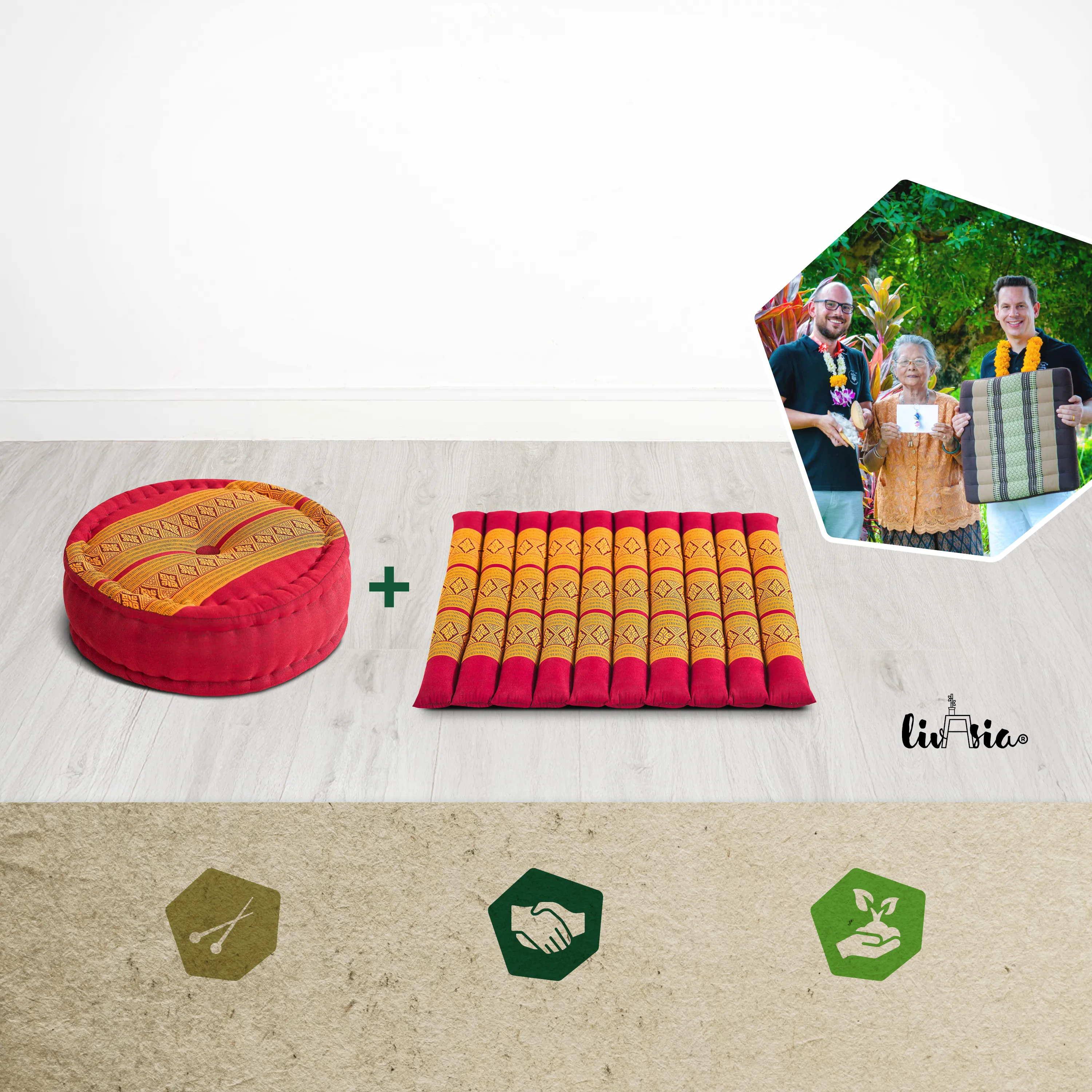 Juego de cojines de kapok para meditación L