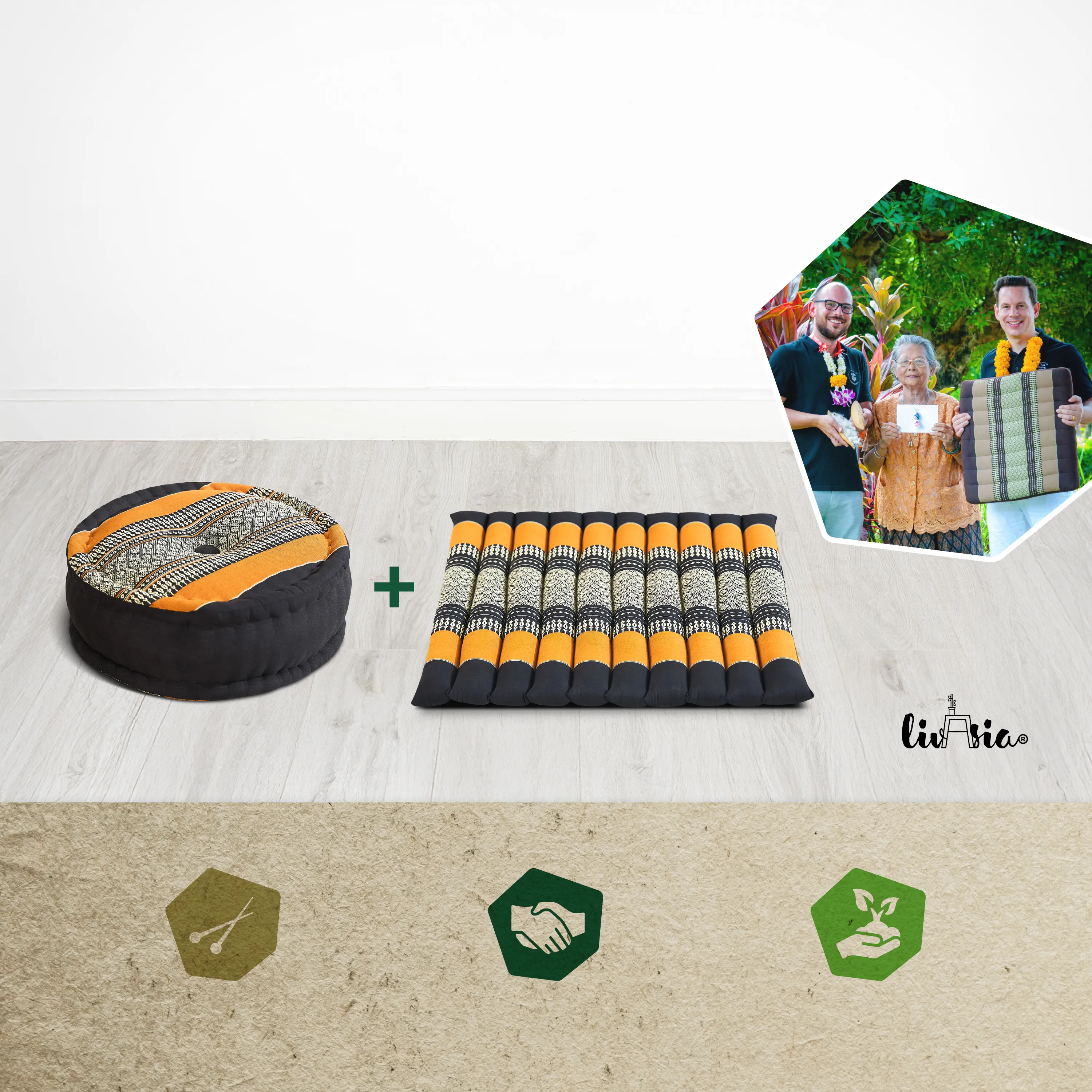 Juego de cojines de kapok para meditación L