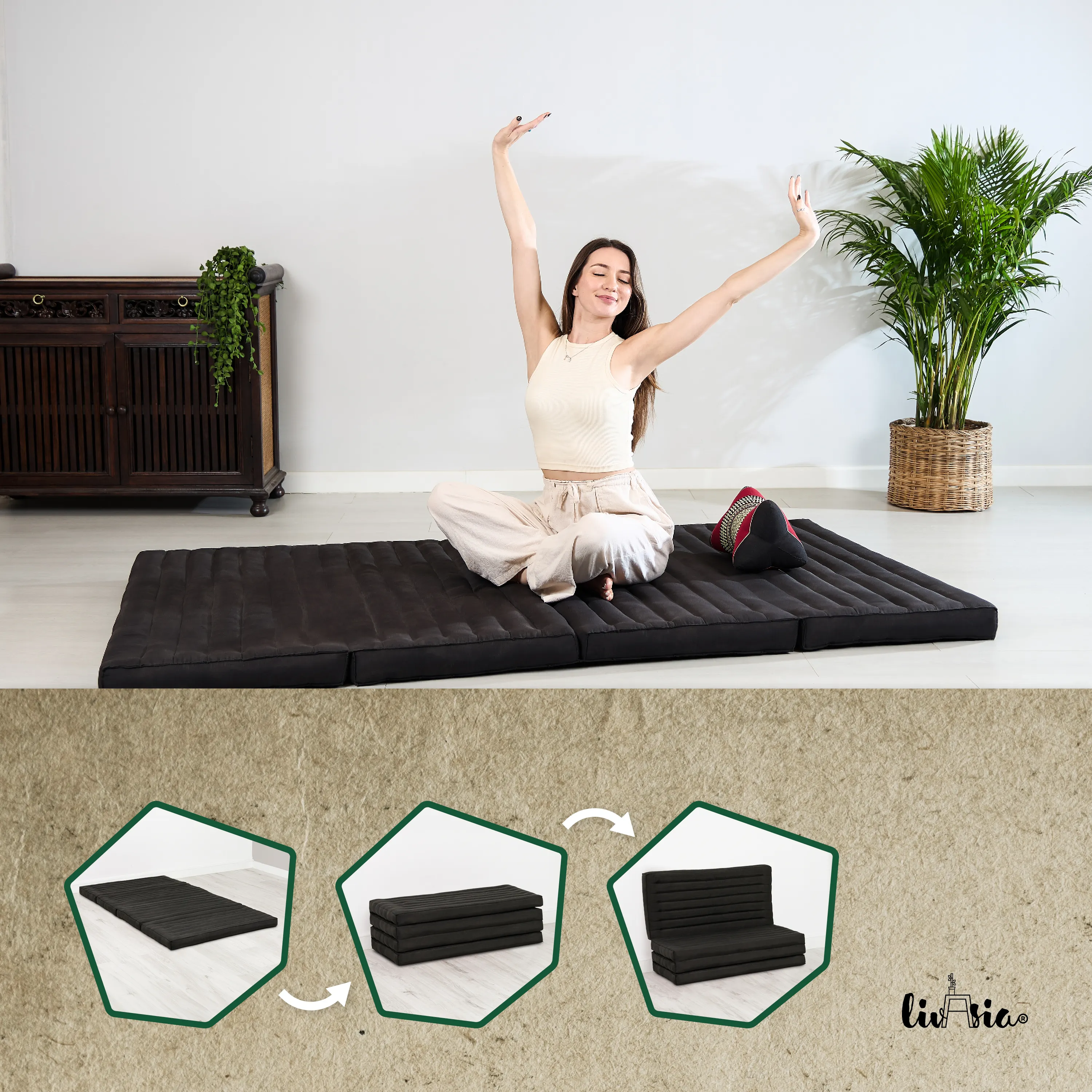 Colchoneta plegable de kapok, ancho 110 cm, Basic